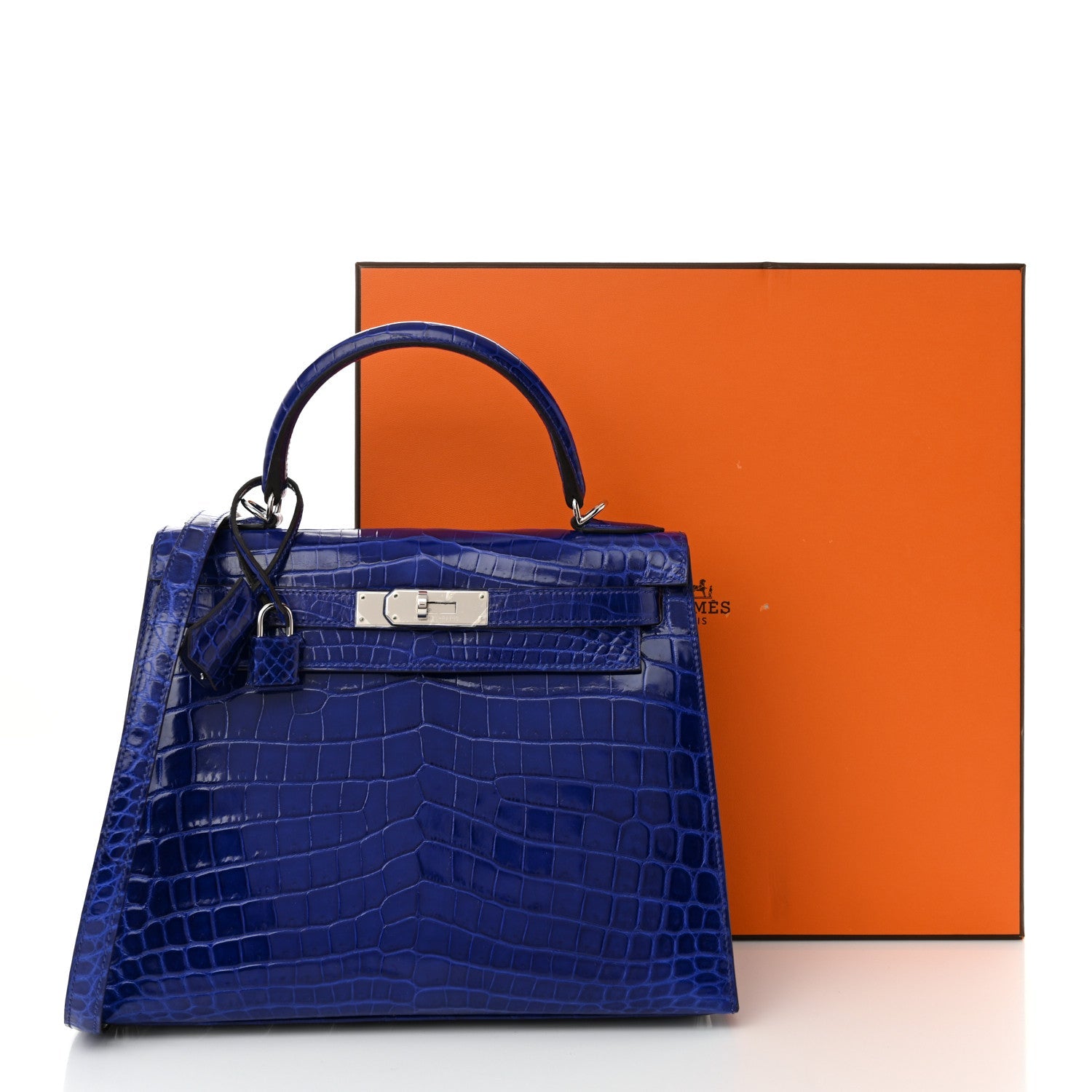Shiny Niloticus Crocodile Kelly Sellier 28 Bleu Electrique