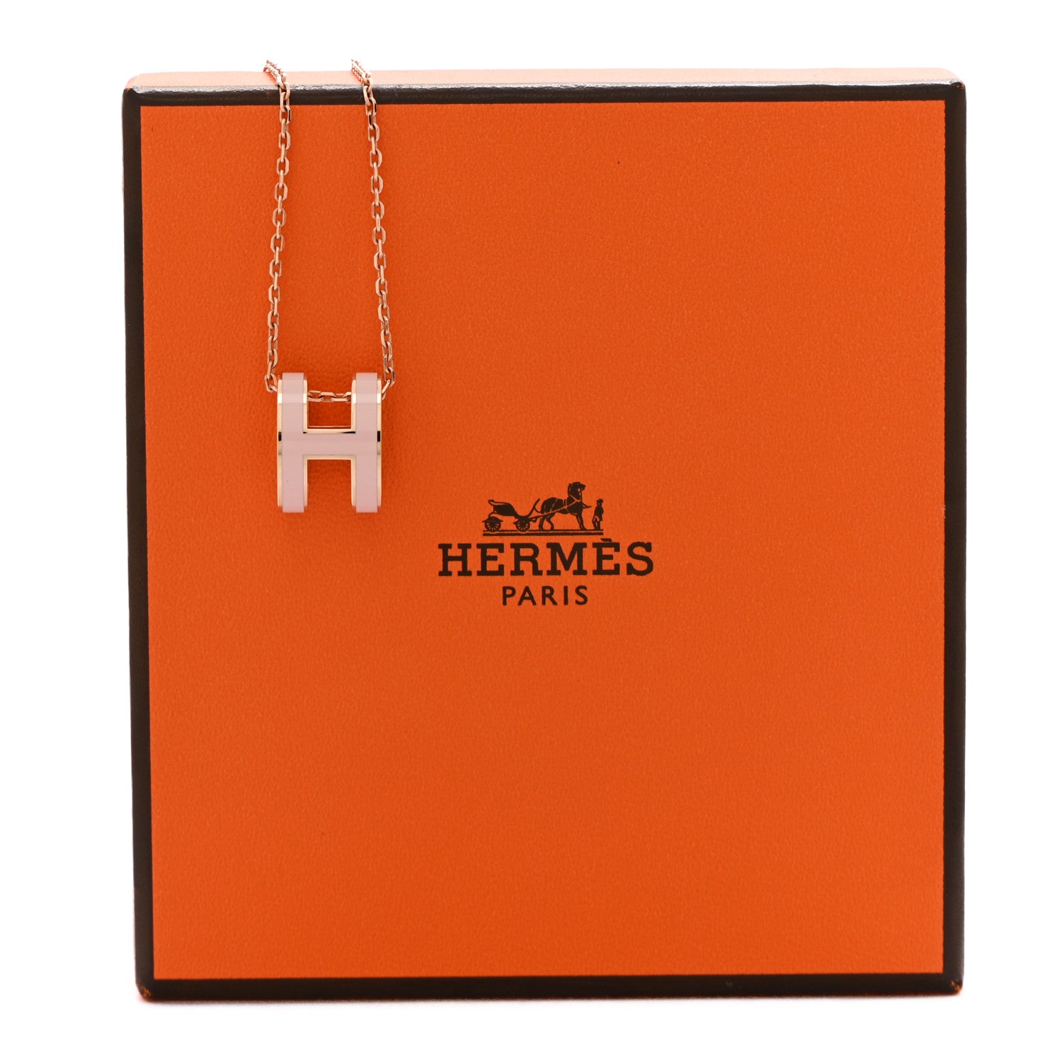 Lacquered Rose Gold Pop H Pendant Necklace Rose Dragee