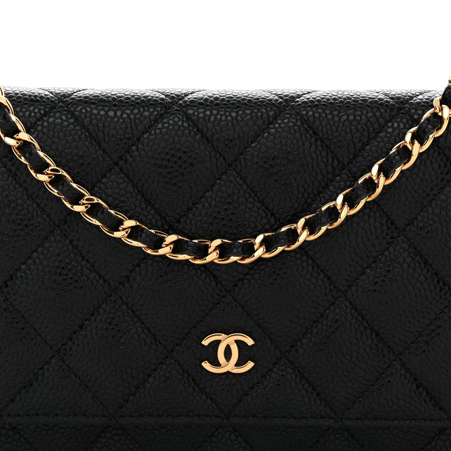 Caviar Quilted Wallet On Chain WOC Black