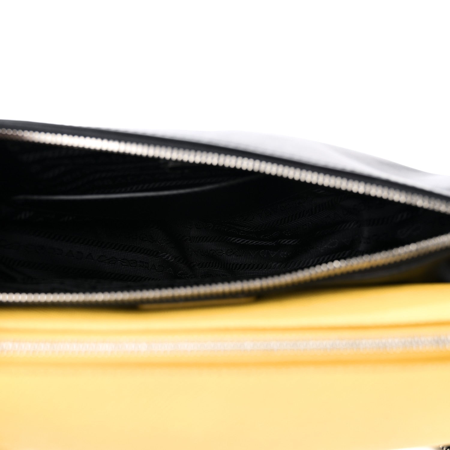 Vitello Saffiano Cuir Double Triangle Shoulder Bag Black Sole