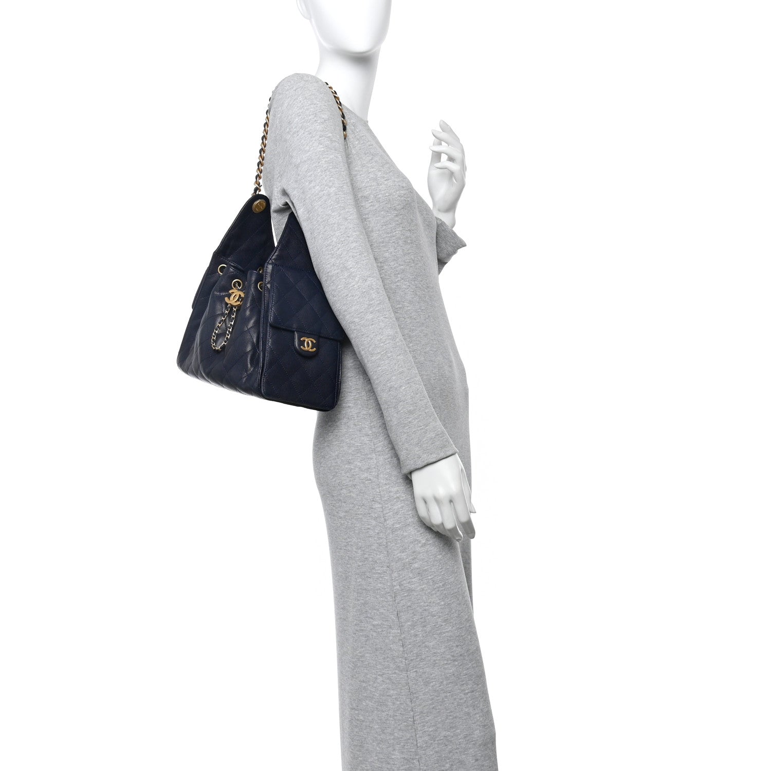 Caviar Quilted Small Chanel 25 Handbag Dark Navy
