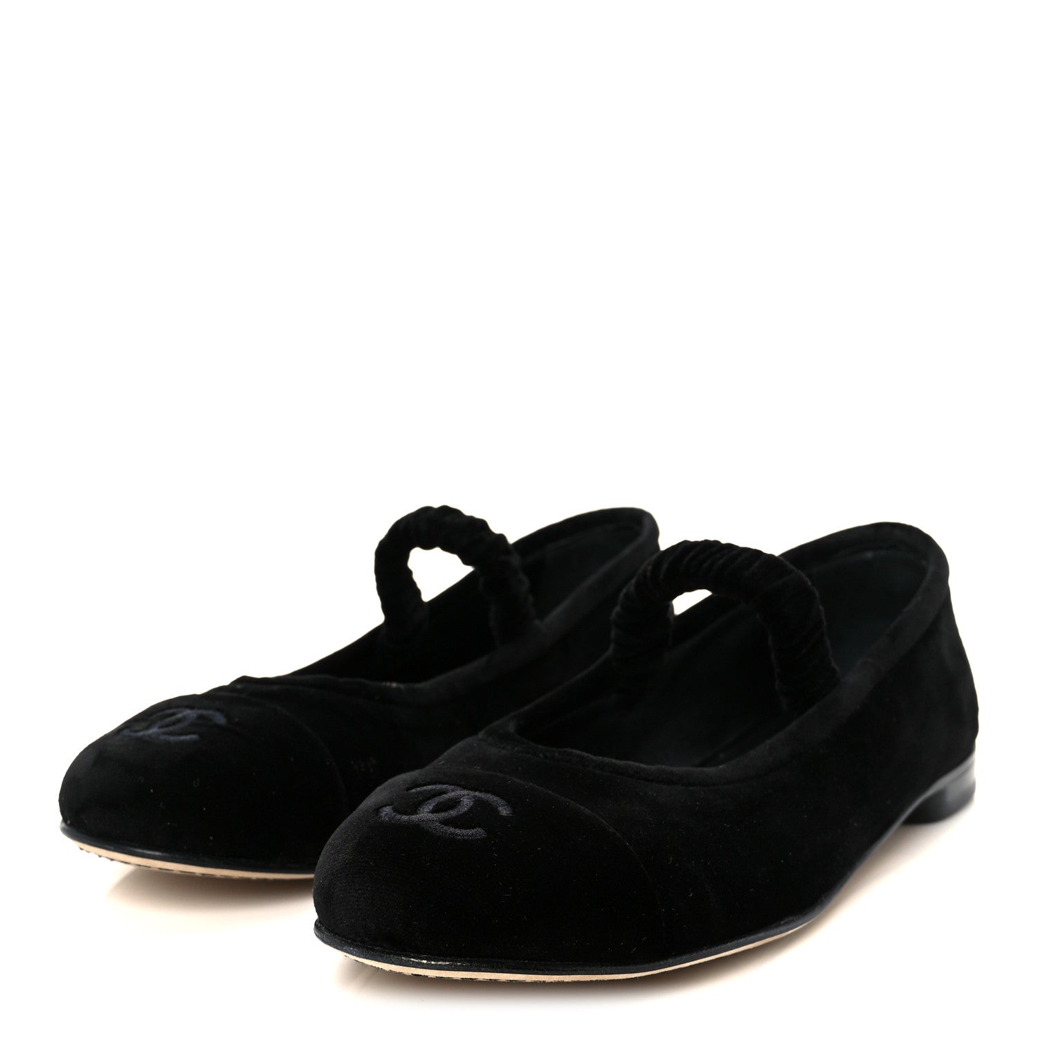 Velvet Mary Jane Flats 36 Black