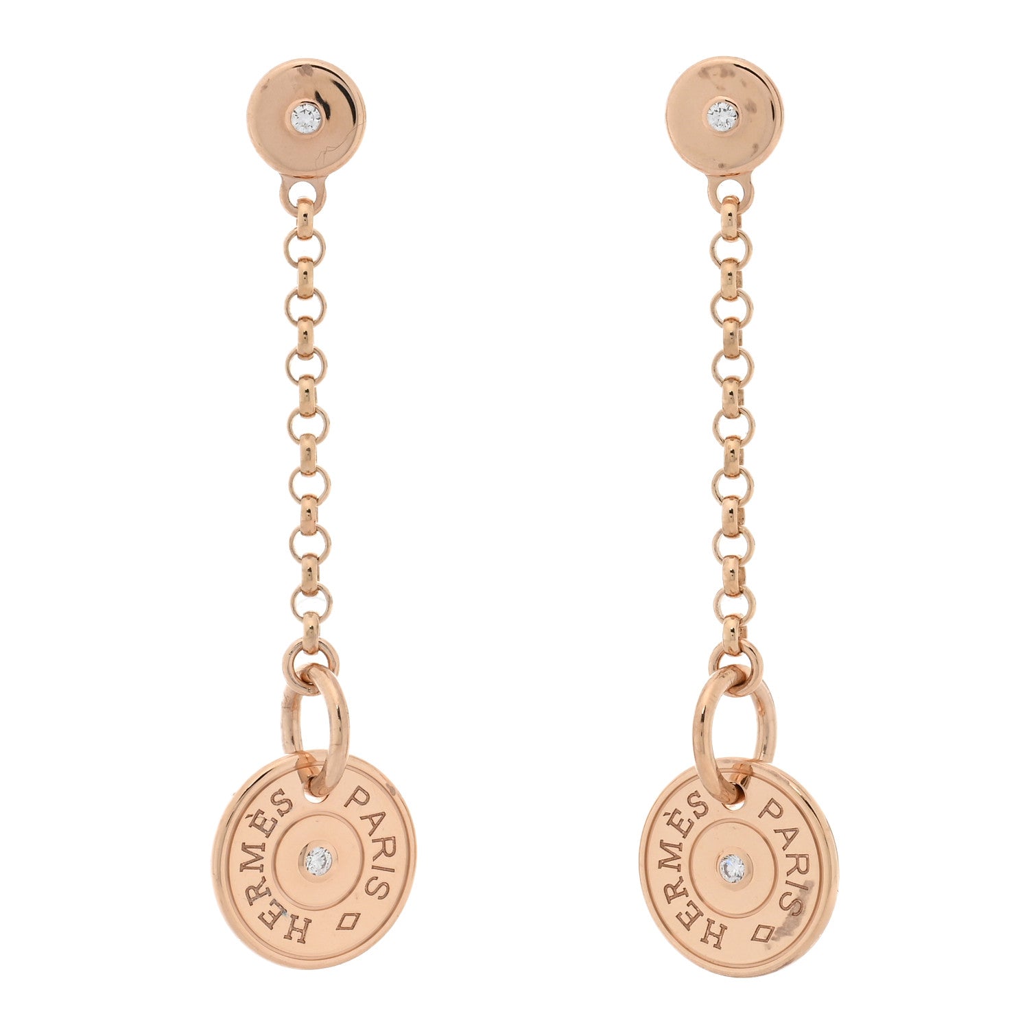 18K Rose Gold Diamond Gambade Clou de Selle Earrings