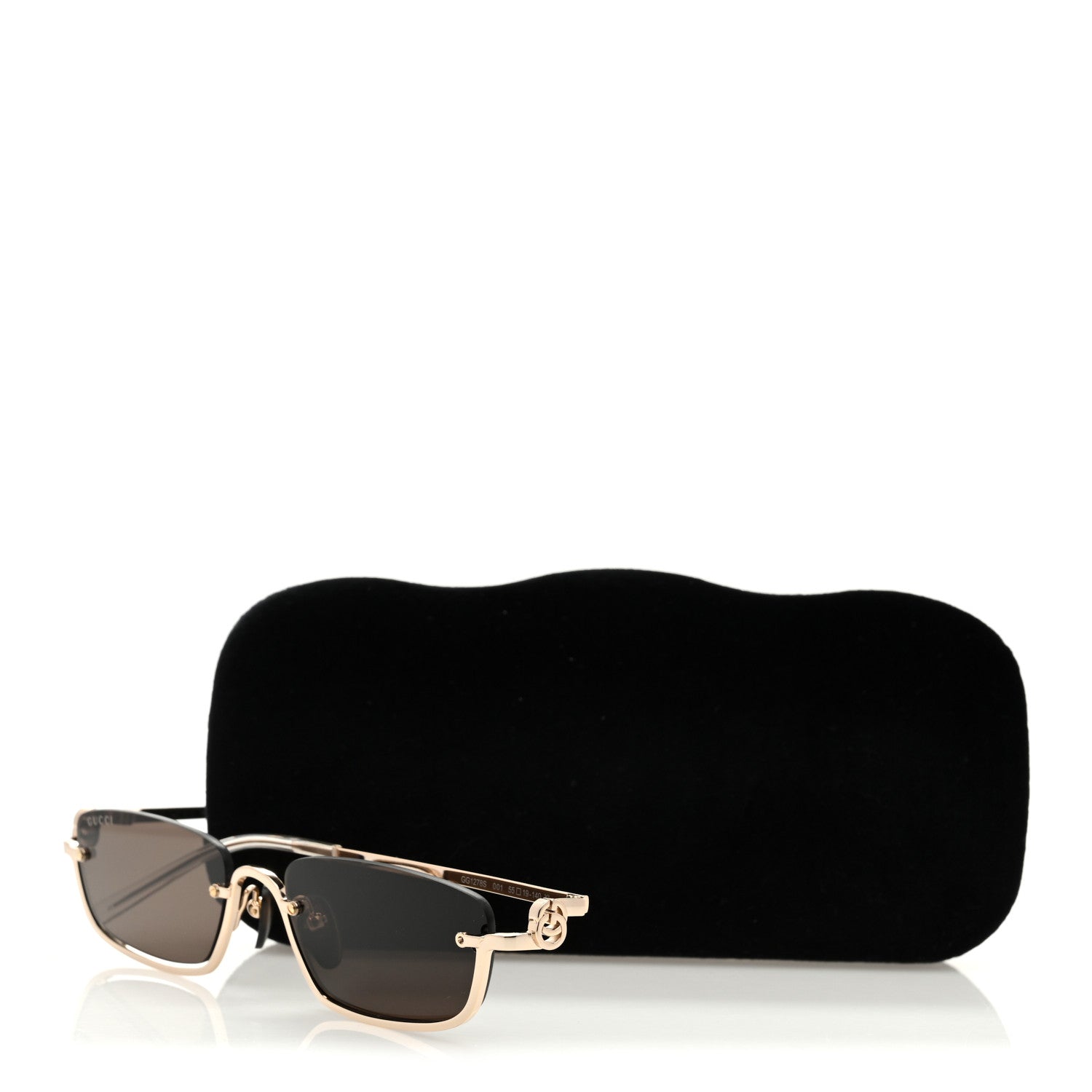 Metal Rectangular Frame Sunglasses GG1278S Brown Gold