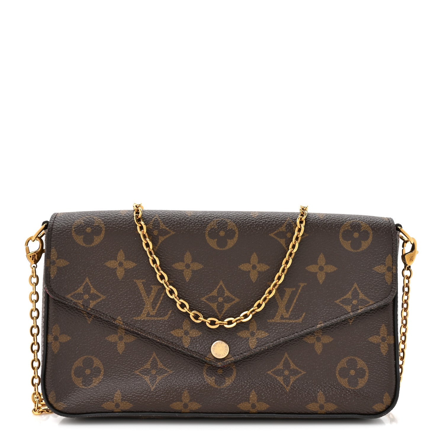 Monogram Pochette Felicie Chain Wallet Fuchsia