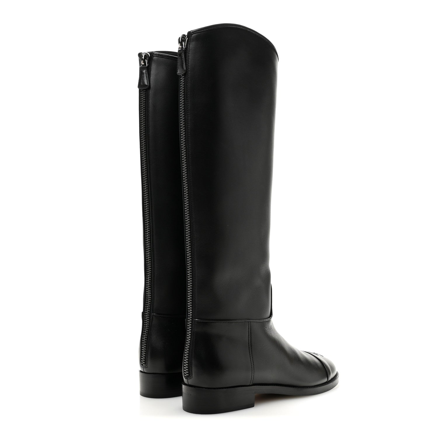 Calfskin Cap Toe CC Riding Boots 38 Black