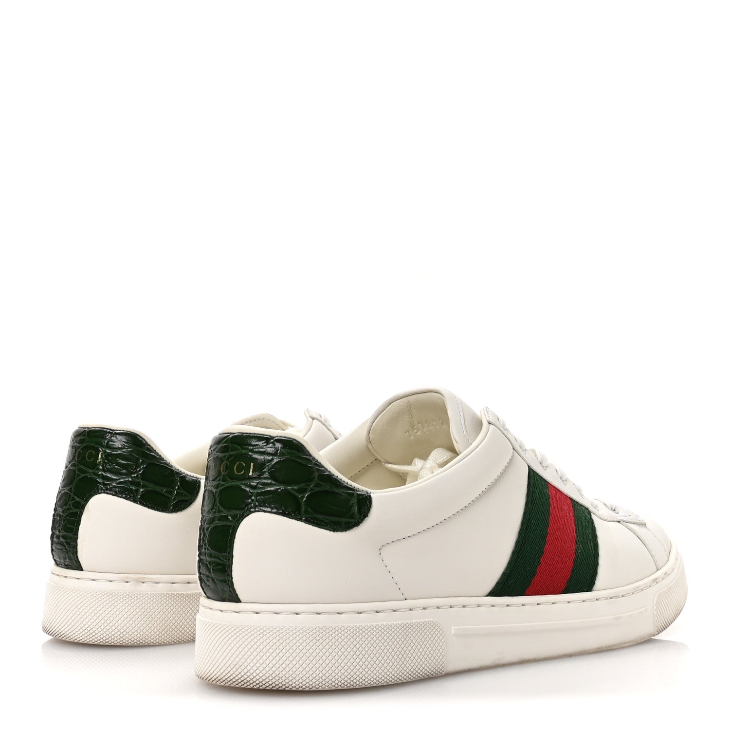 Ultralight Plume Calfskin Web Mens New Ace Sneakers 8.5 Green Ace