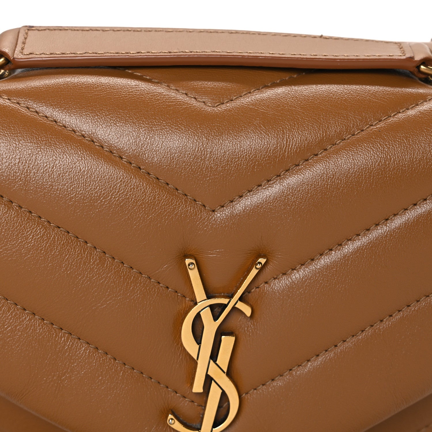 Calfskin Y Quilted Monogram Small Loulou Chain Satchel Dark Natural