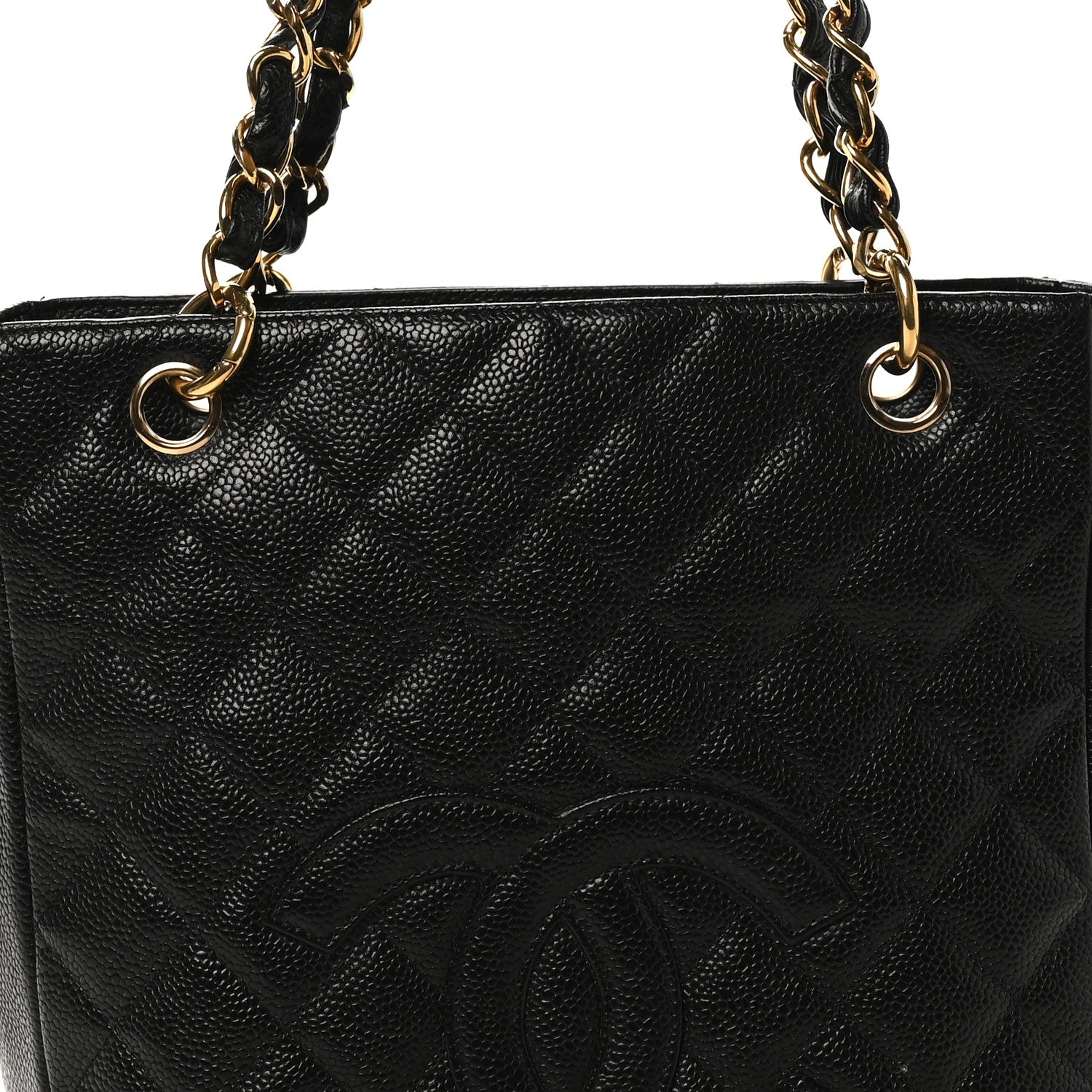 Caviar Quilted Petit Shopping Tote PST Black