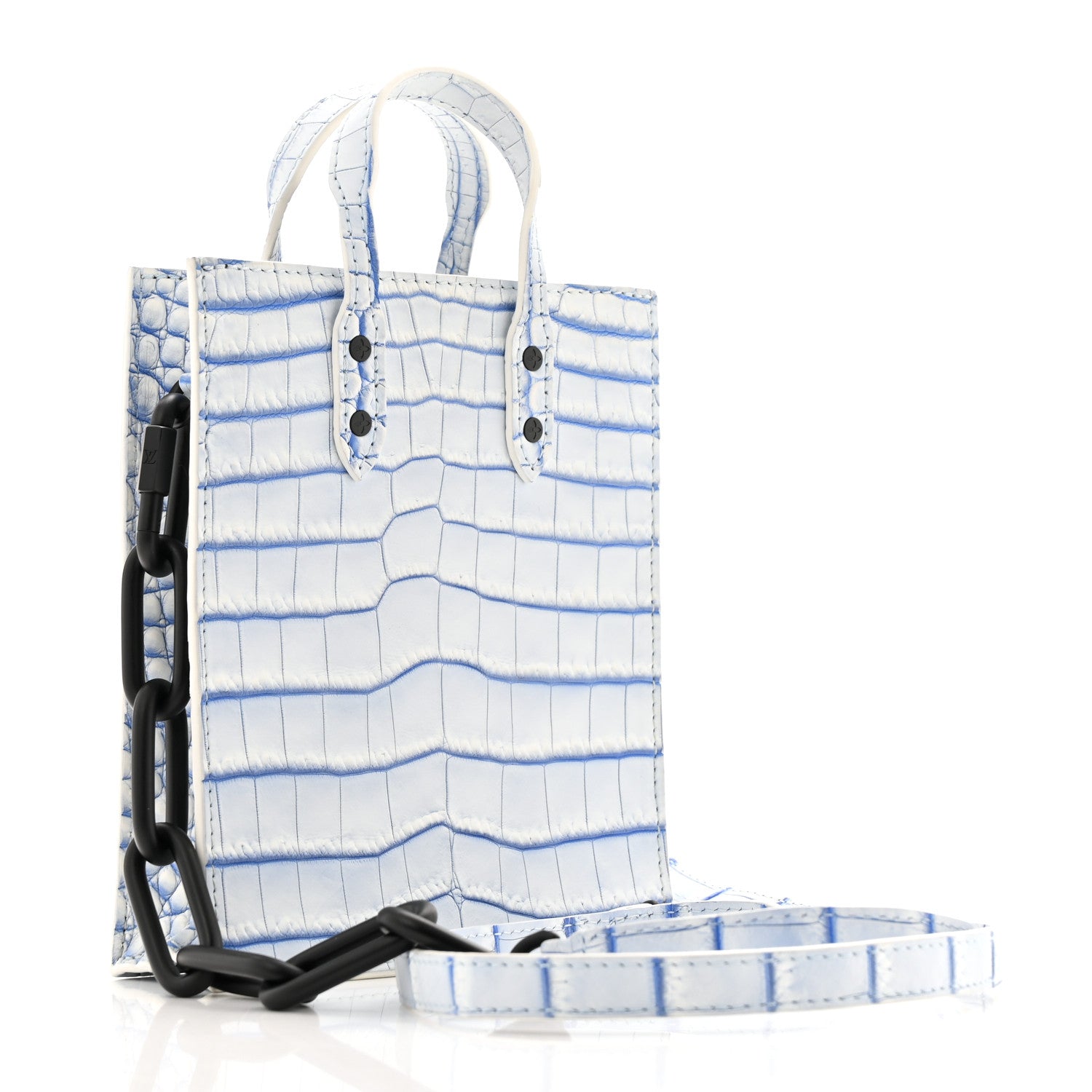 Crocodile Niloticus Sac Plat XS Mat Meringue White Blue