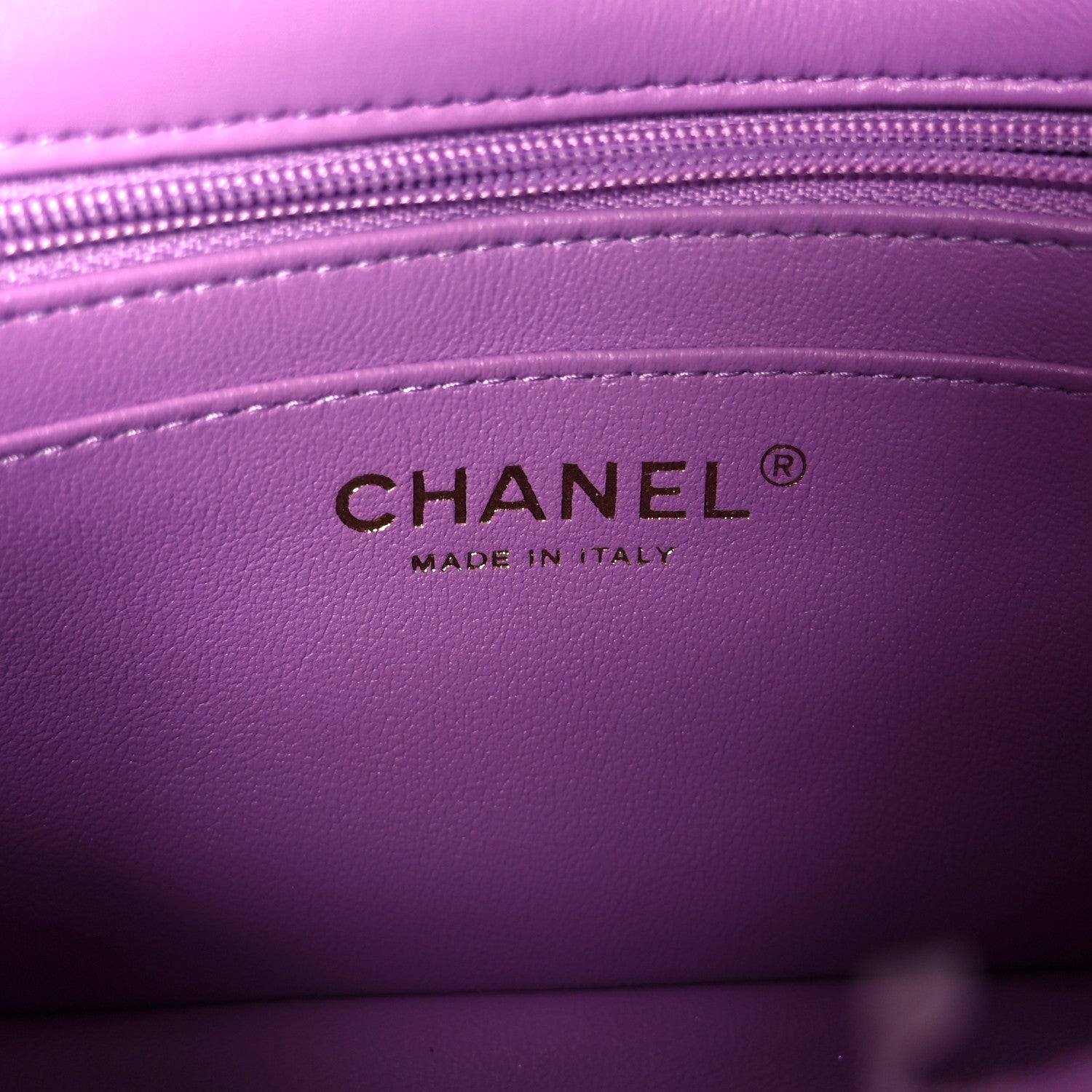 Lambskin Quilted Mini Rectangular Flap Purple