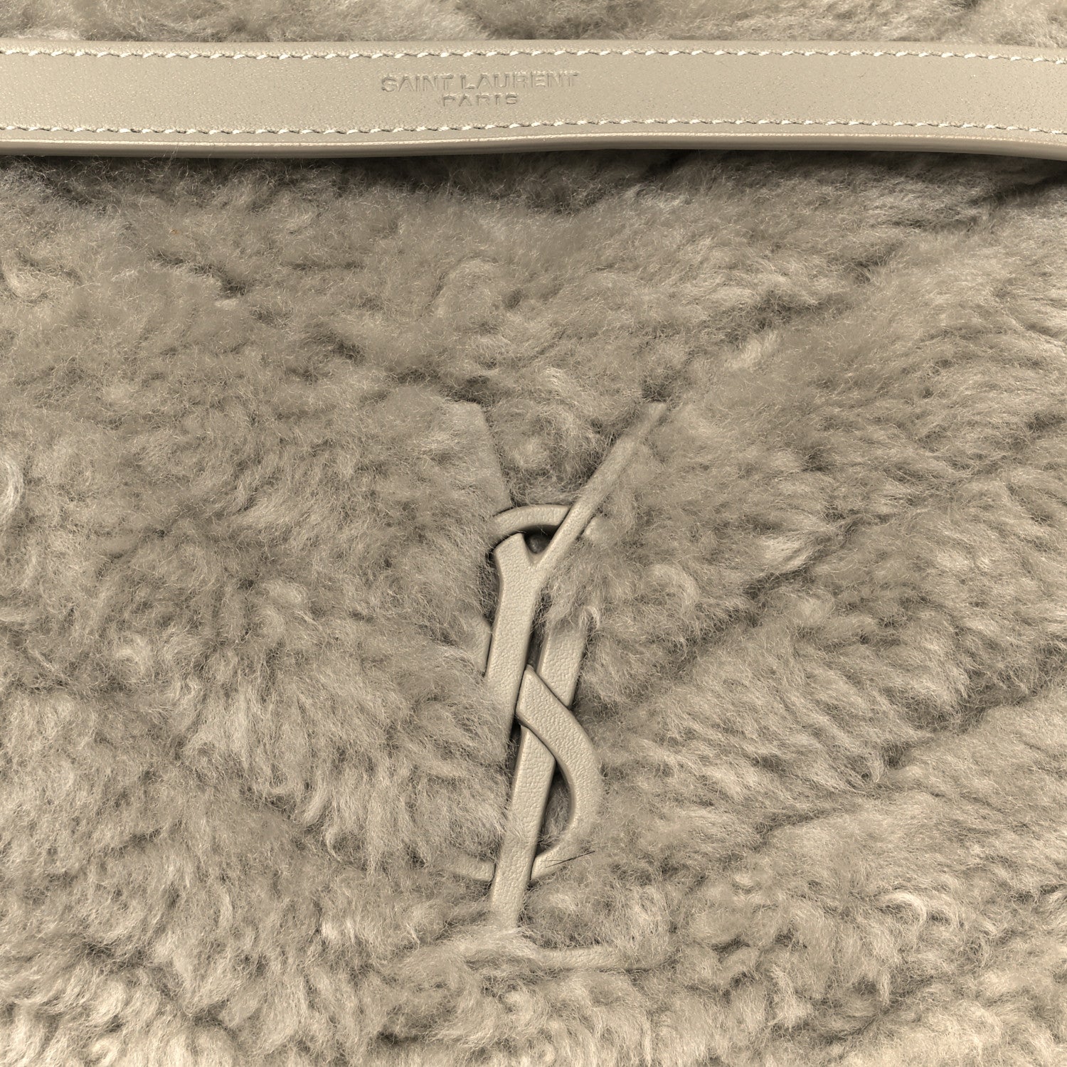 Calfskin Shearling Monogram Medium Niki Chain Satchel Grey