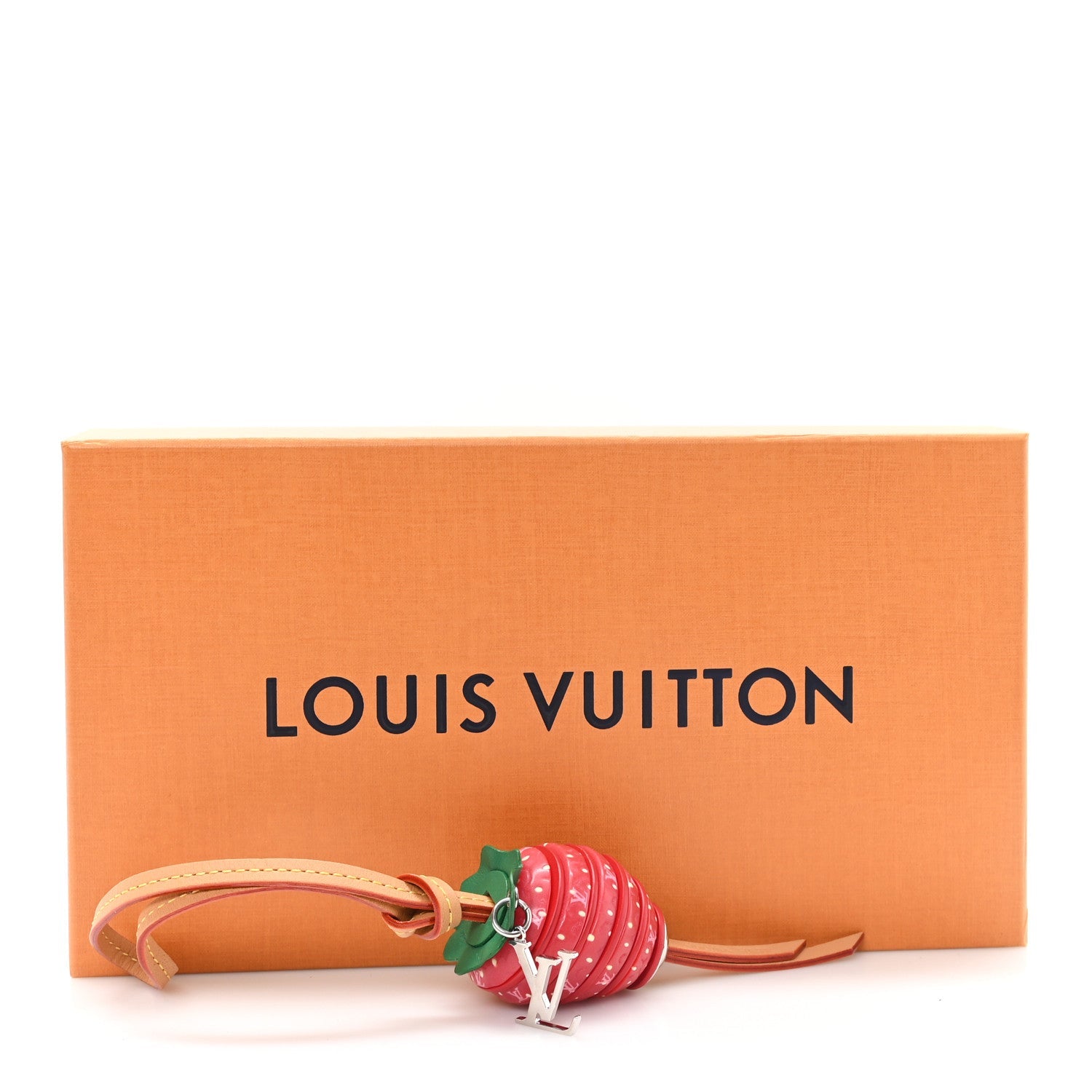 Calfskin Resin Strawberry Bag Charm Red