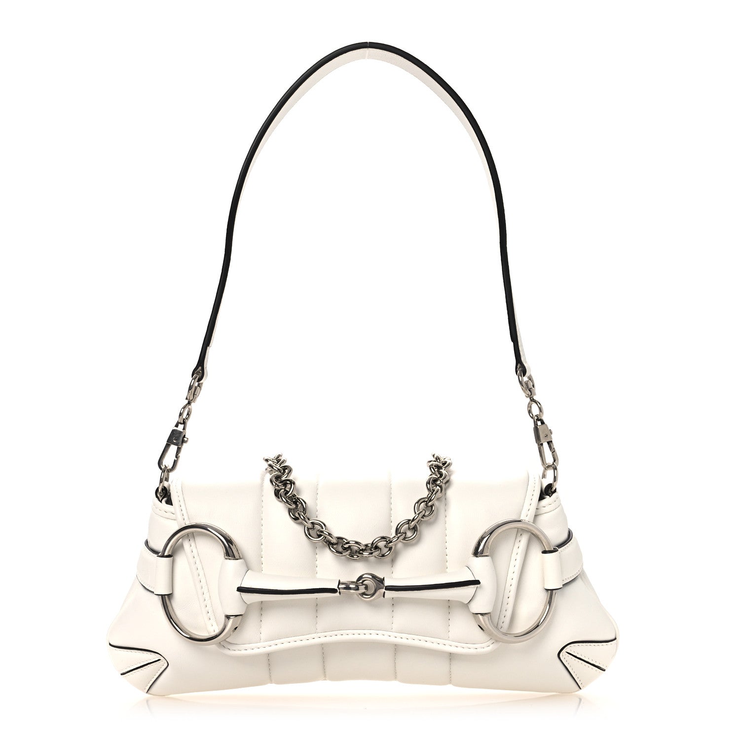 Nappa Vertical Matelasse Small Maxi Horsebit Chain Shoulder Bag Great White