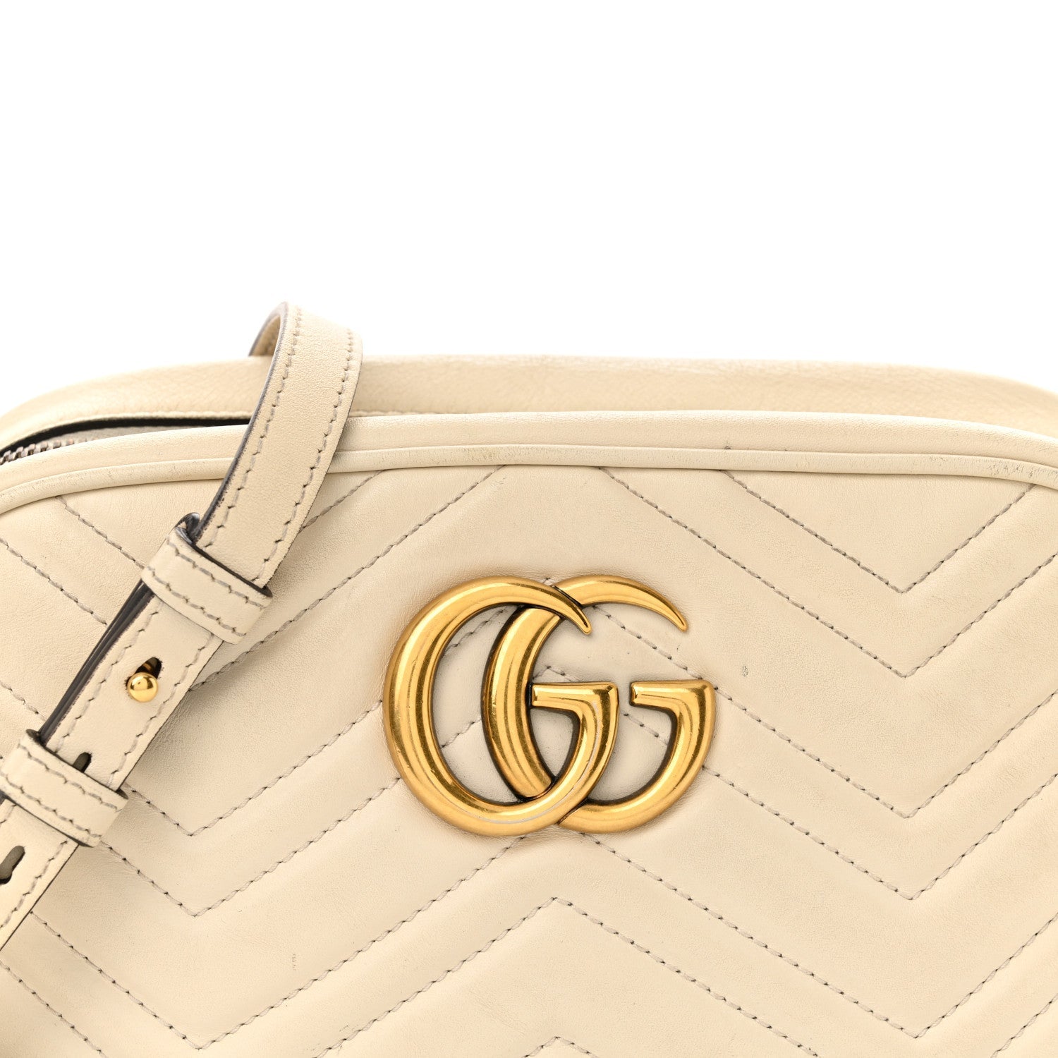 Calfskin Matelasse Small GG Marmont Chain Shoulder Bag White
