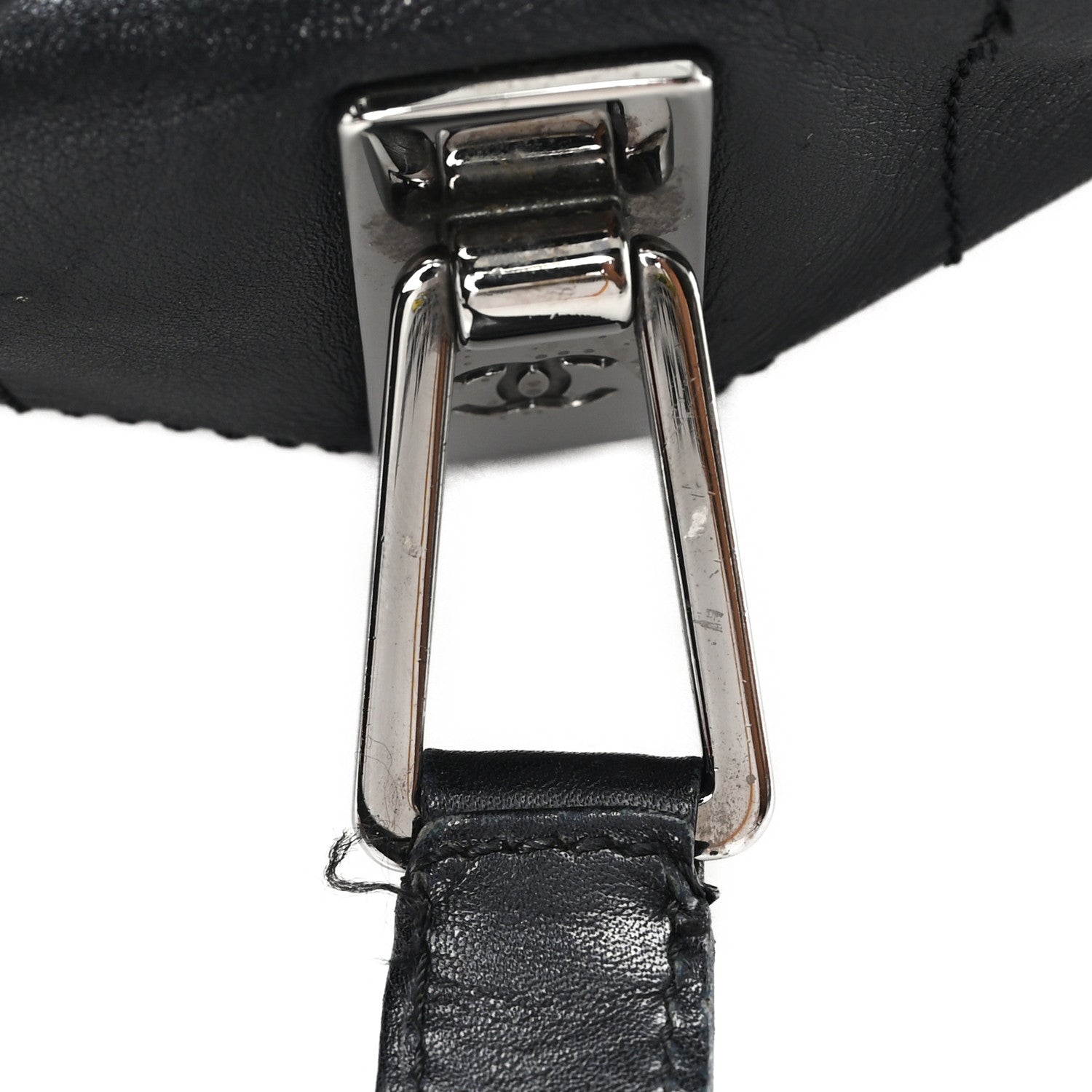Lambskin Square Stitched Large Tote  Black