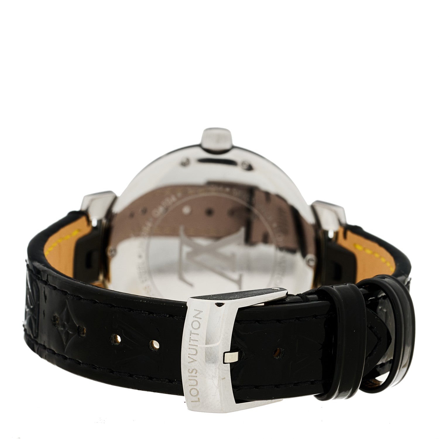 Stainless Steel Monogram 35mm Tambour Moon Dual Time Quartz Watch Silver