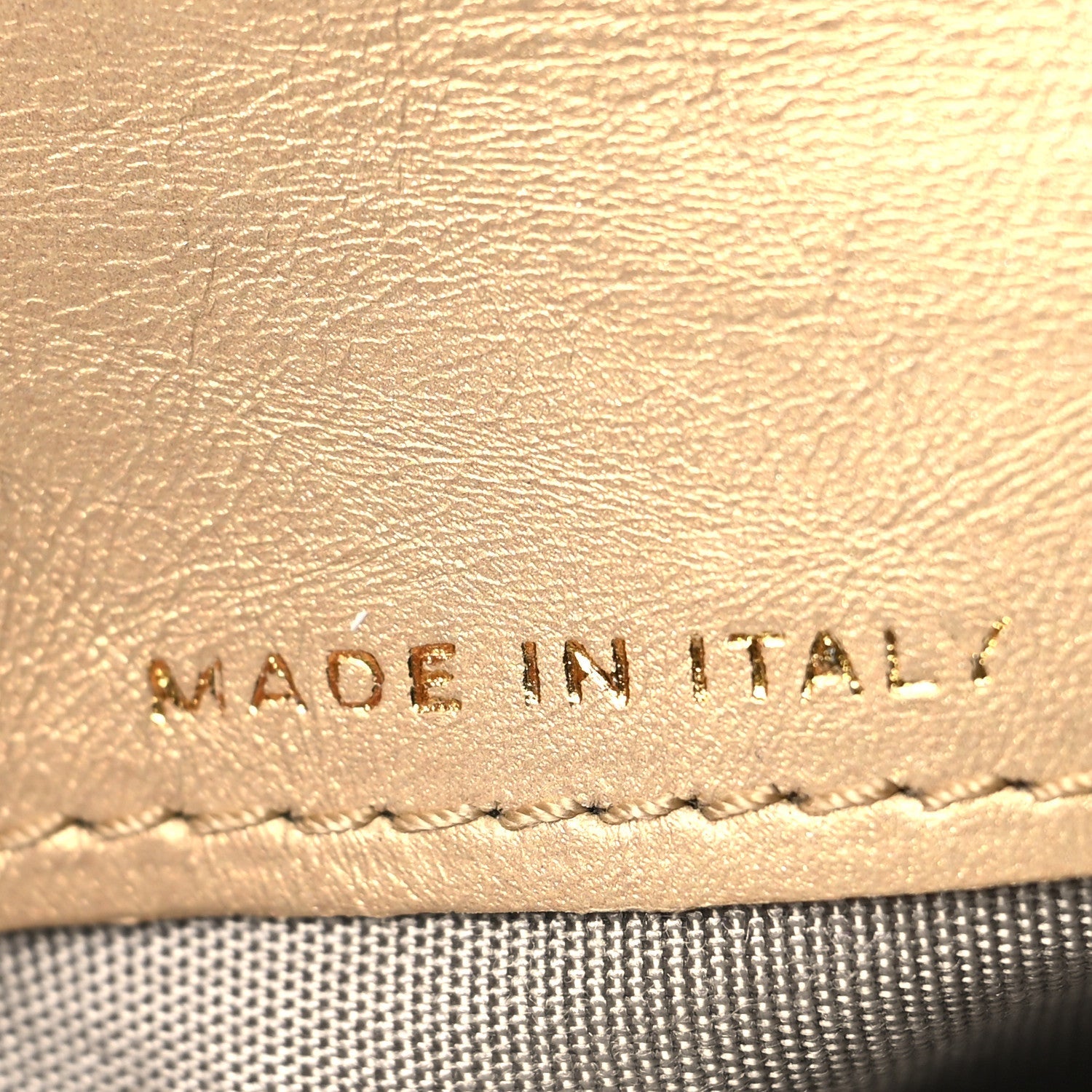 Metallic Calfskin Quilted Brilliant Zipped Pocket Wallet Gold