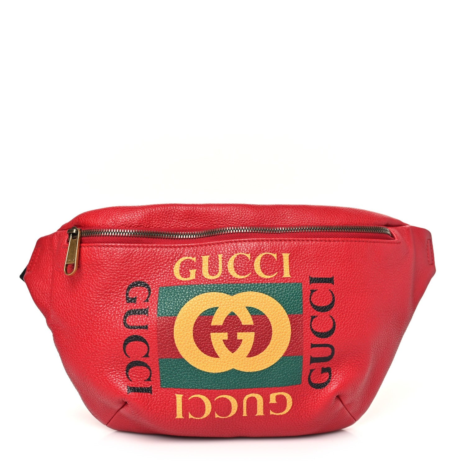 Grained Calfskin Logo Belt Bag Hibiscus Red