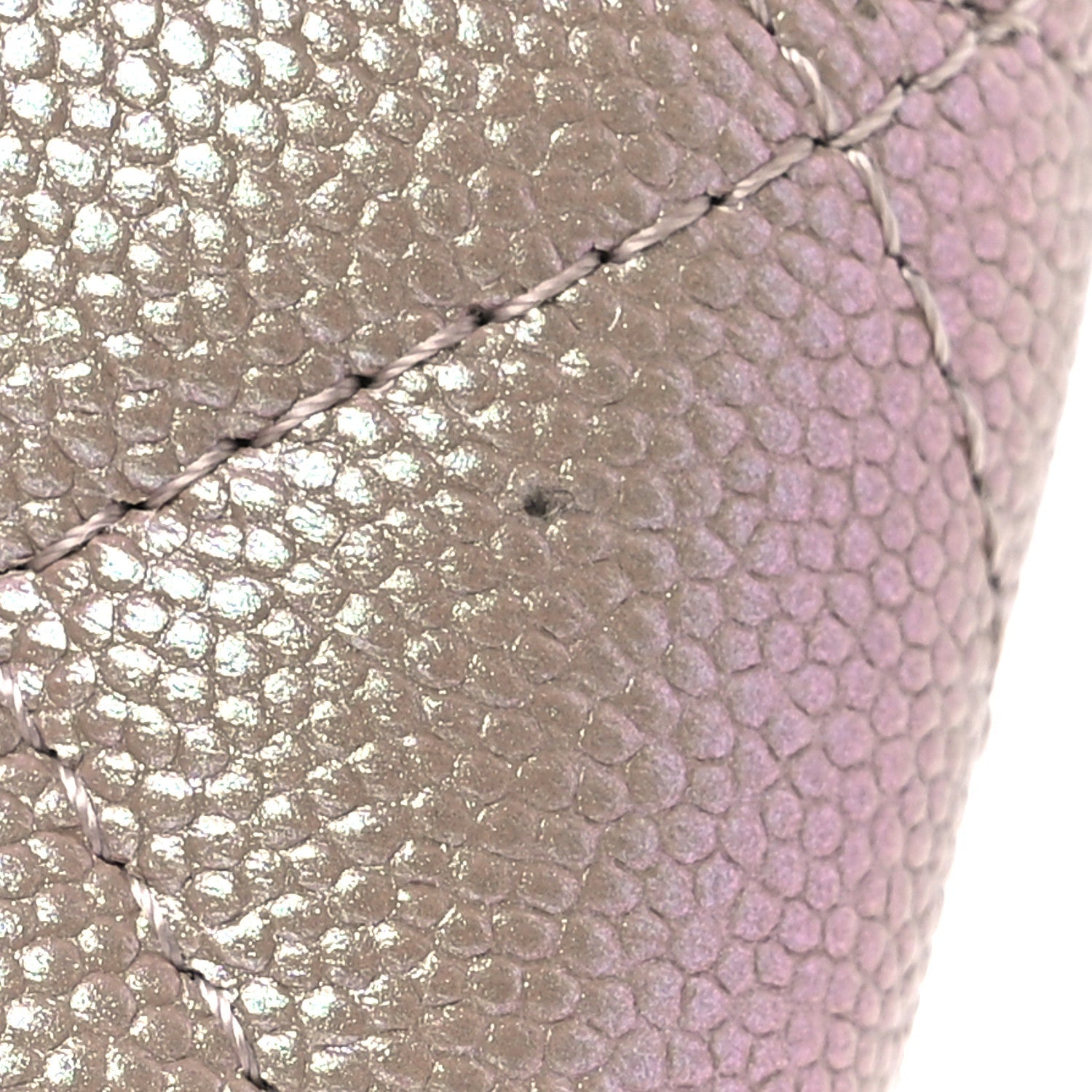 Iridescent Caviar Quilted Small Flap Wallet Beige