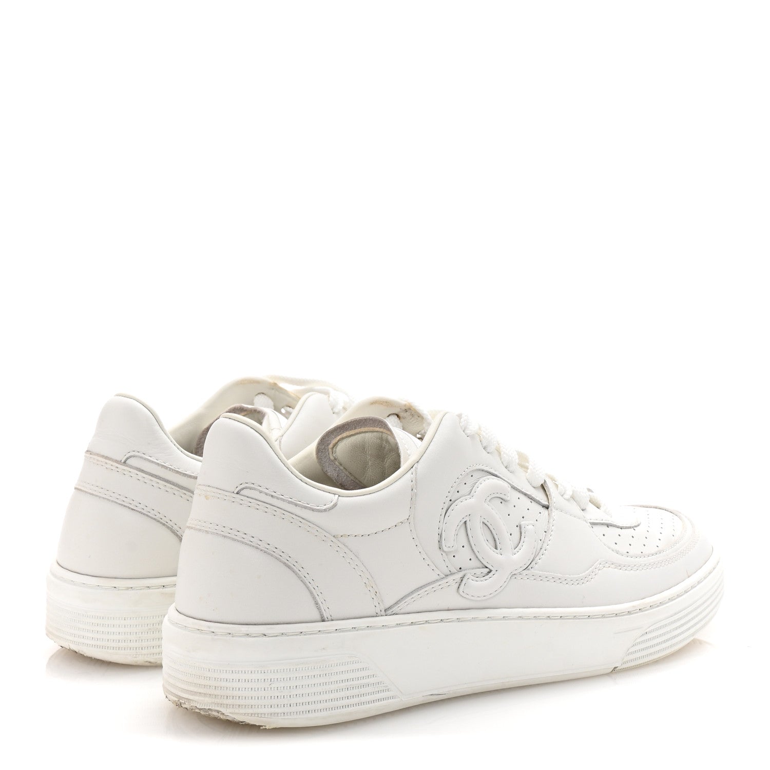 Calfskin CC Womens Sneakers 38 White