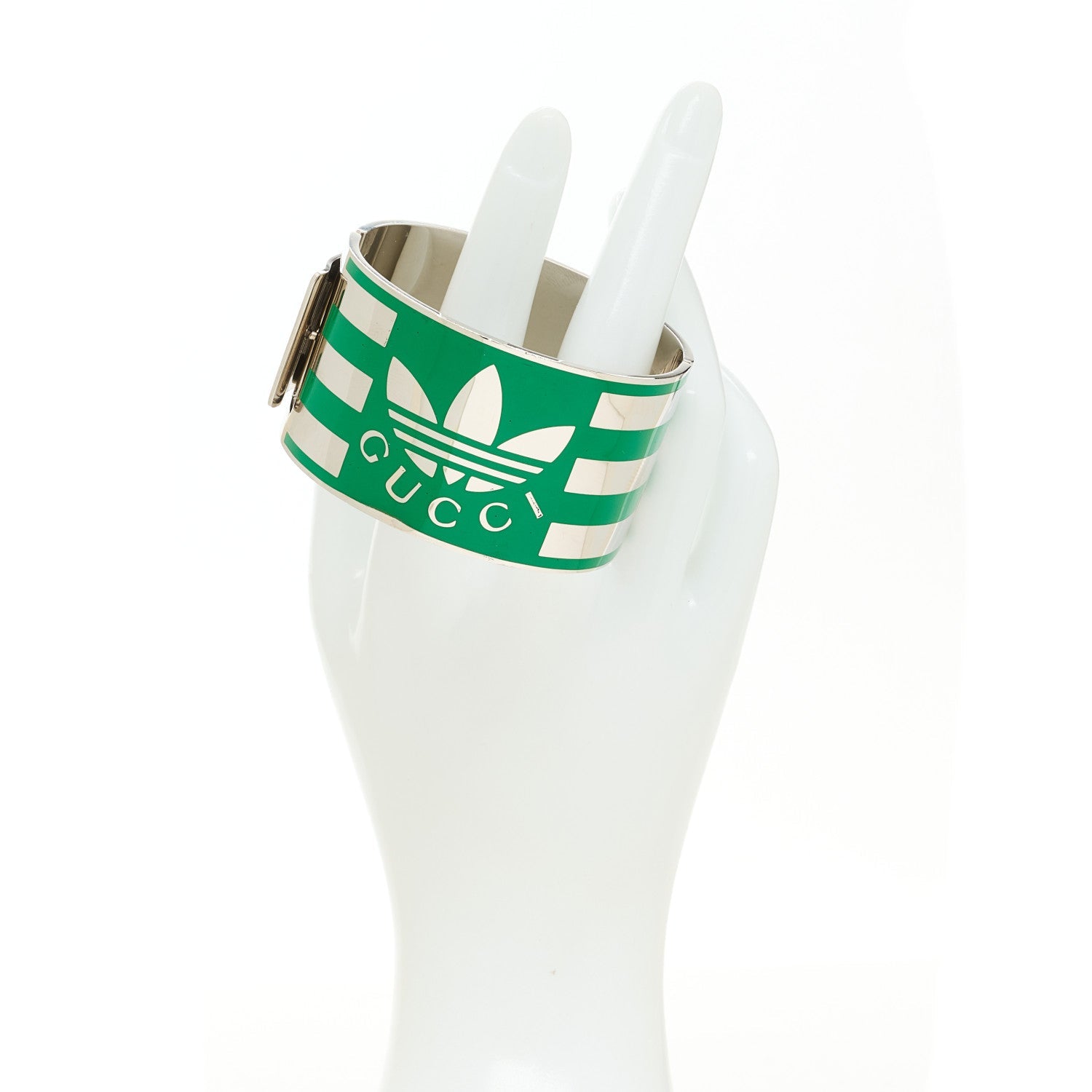 X ADIDAS Metal Enamel Cuff Bracelet S Silver Green