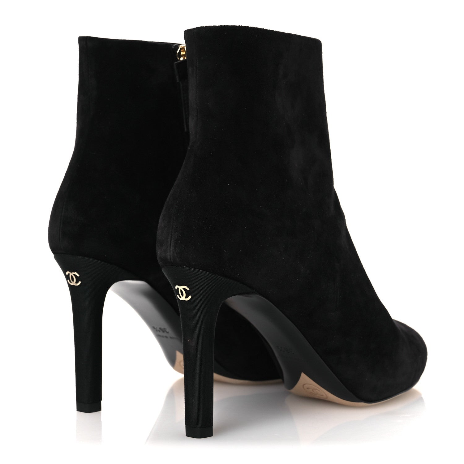 Suede Grosgrain CC Short Boots 36.5 Black