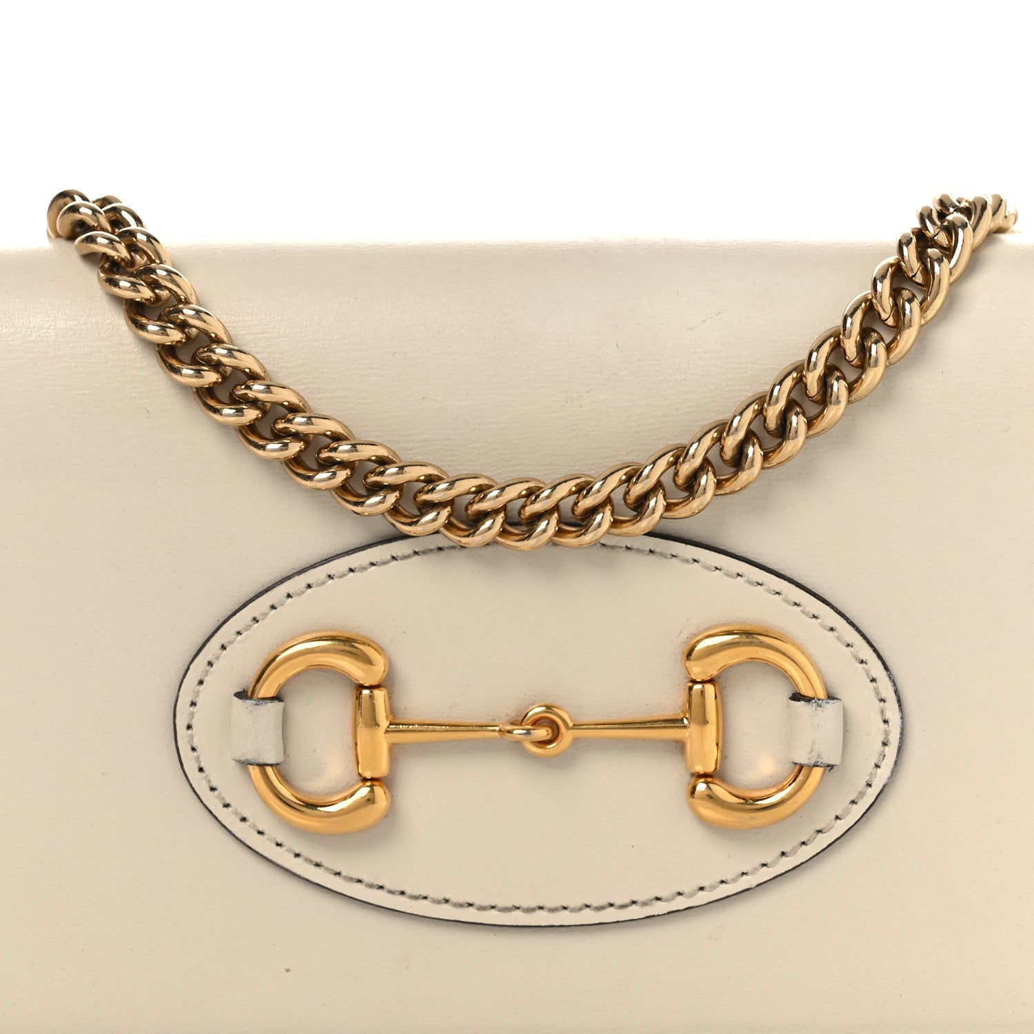 Boarded Plutone Calfskin Horsebit 1955 Wallet On Chain Mystic White