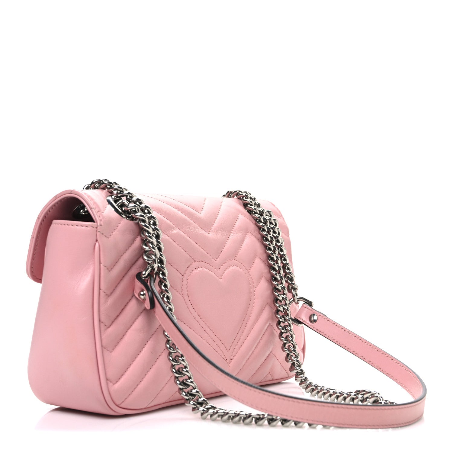 Calfskin Matelasse Small GG Marmont Shoulder Bag Wild Rose
