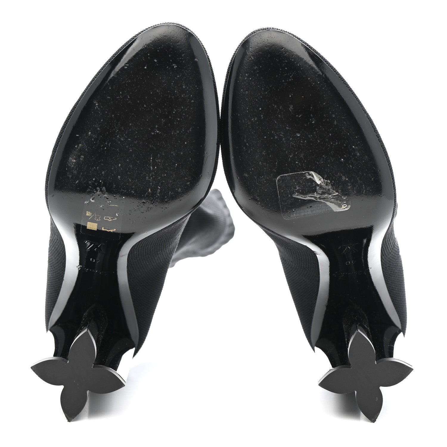 Stretch Fabric Silhouette Ankle Boots 40 Black