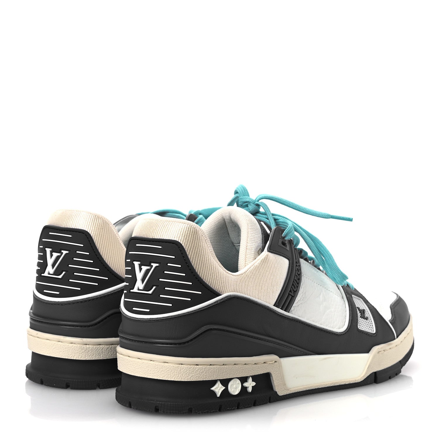 Calfskin Embossed Monogram Mens LV Trainer Sneakers 8.5 Blue