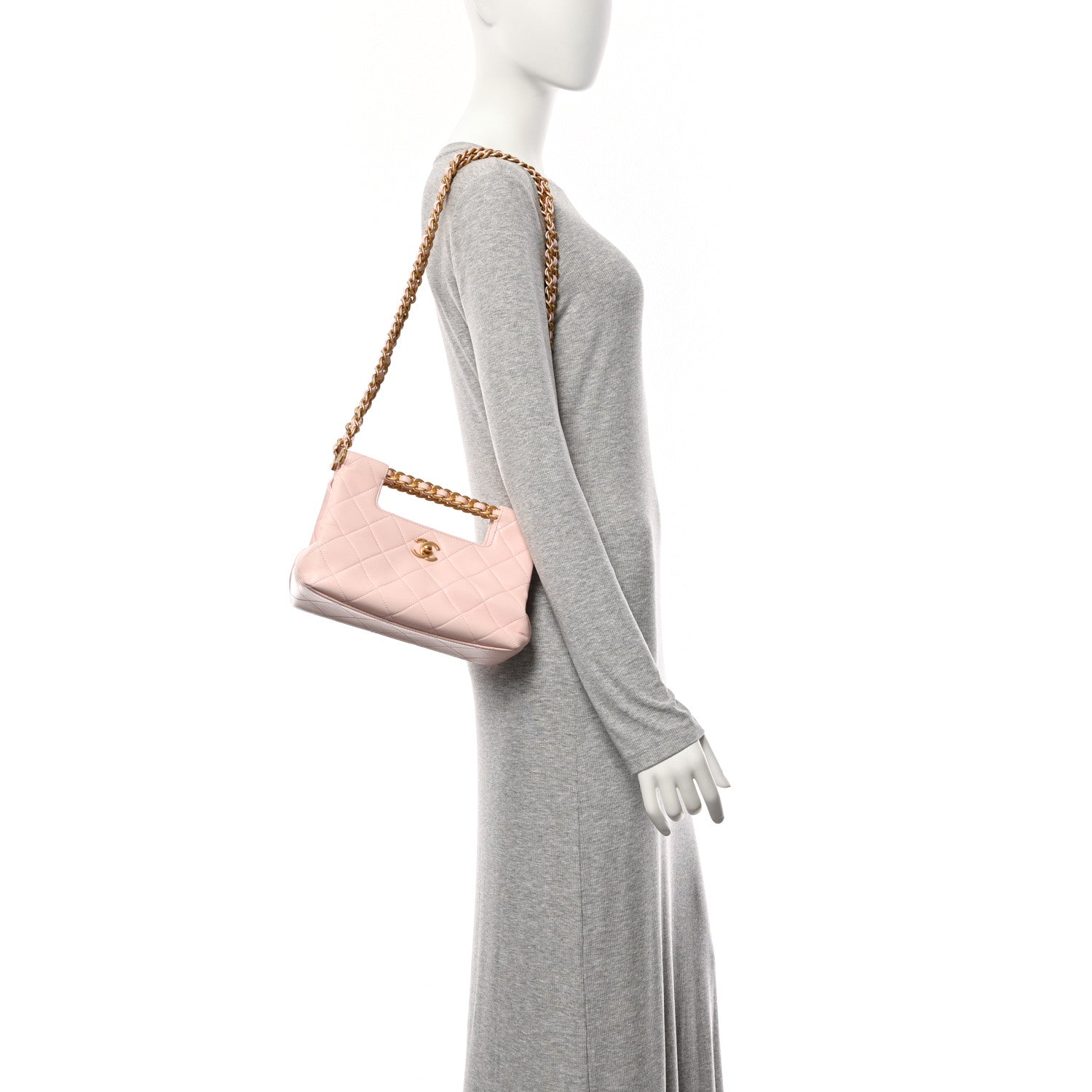 Shiny Lambskin Small Shopping Bag Light Pink