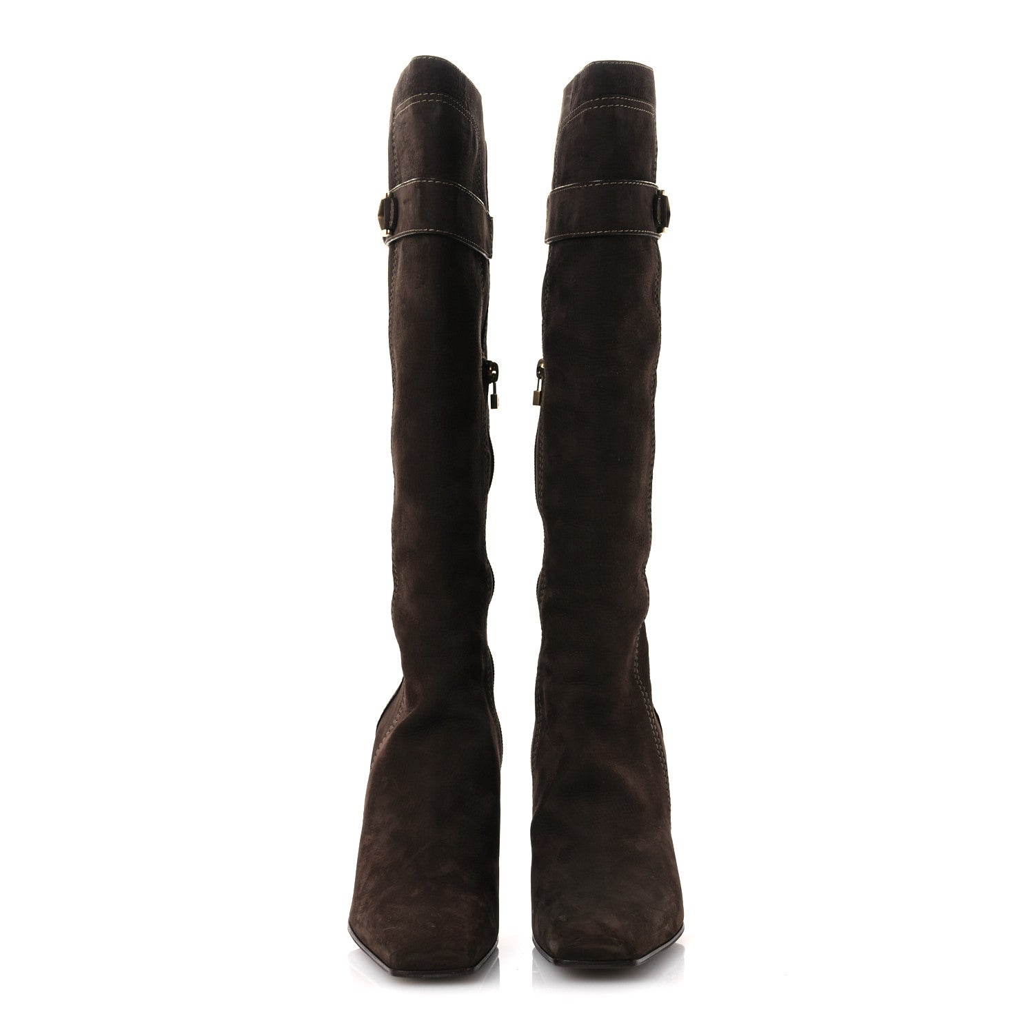 Suede High Boots 40 Brown