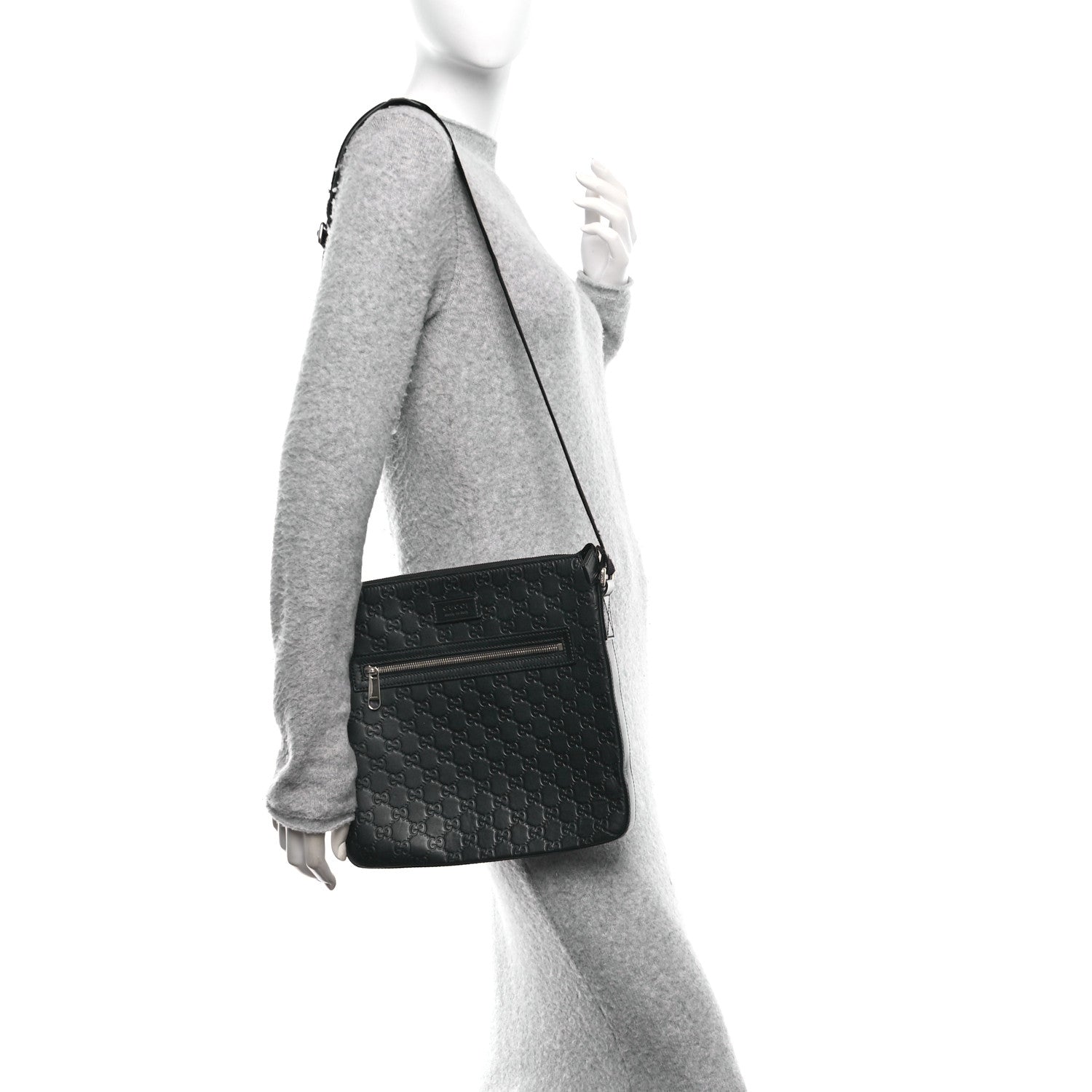Guccissima Signature Medium Flat Messenger Bag Black