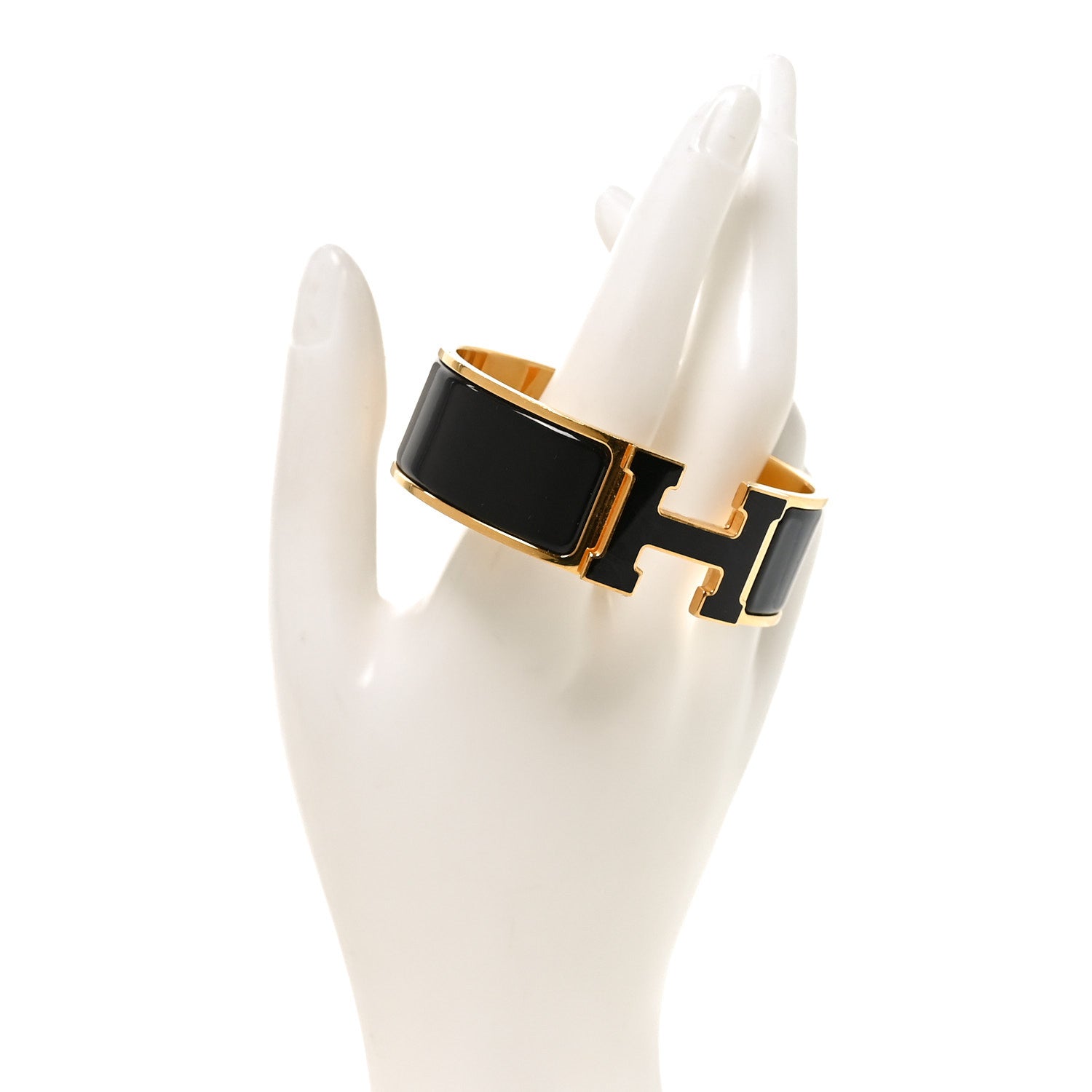 Enamel Wide Clic Clac H Bracelet Black