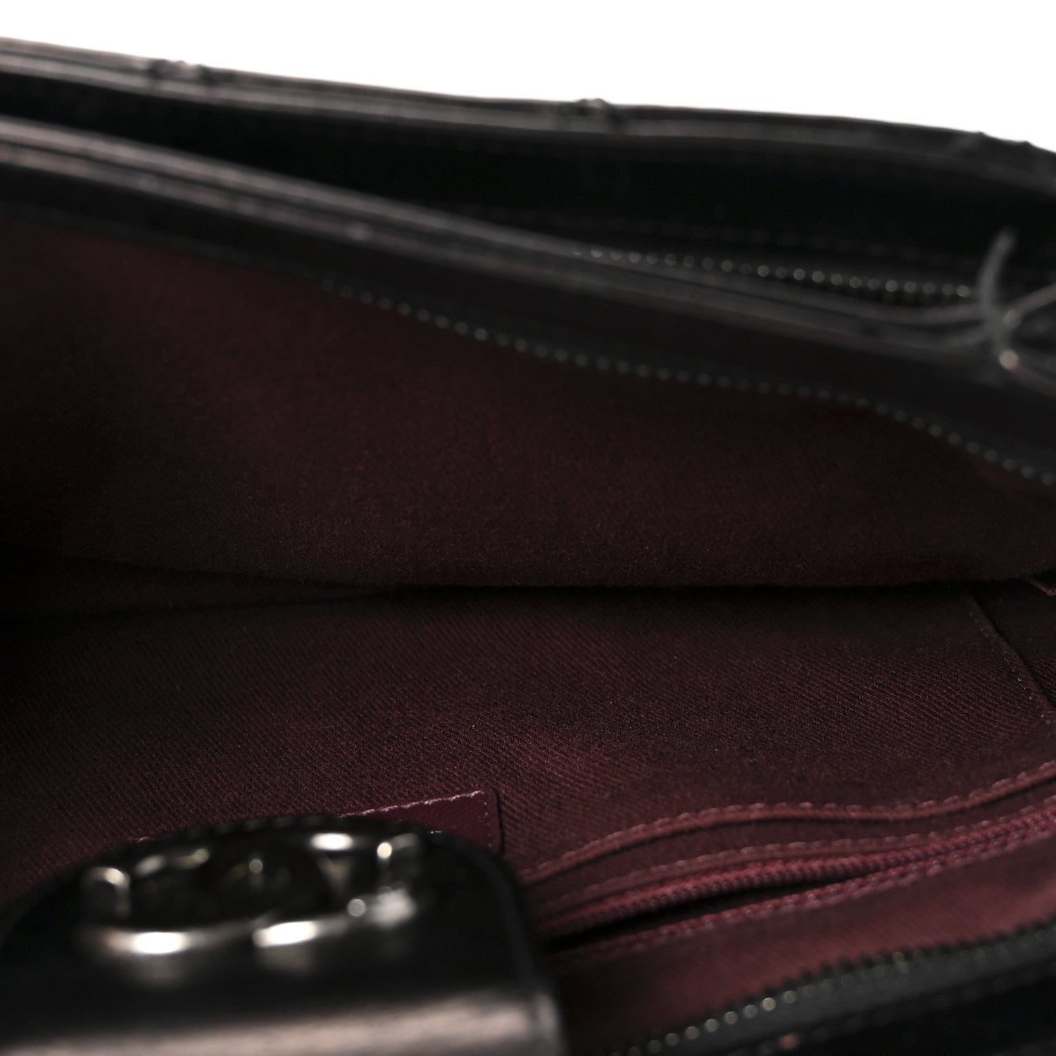 Glazed Calfskin Quilted Coco Pleats Clutch Black