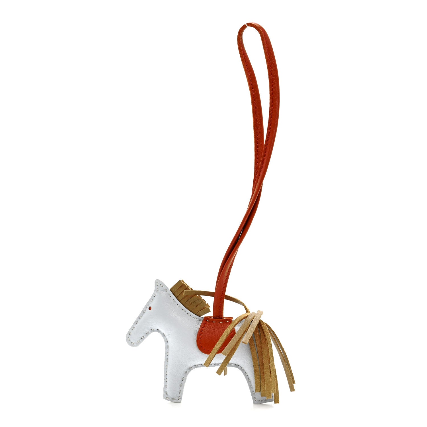 Milo Lambskin Grigri Rodeo Horse Bag Charm PM Bleu Brume Chai Cornaline