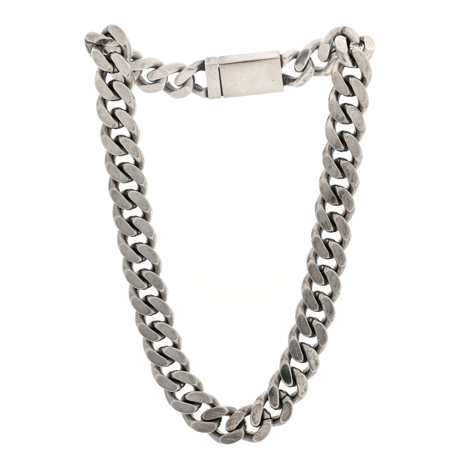 Metal Curb Chain Necklace Oxidized Silver