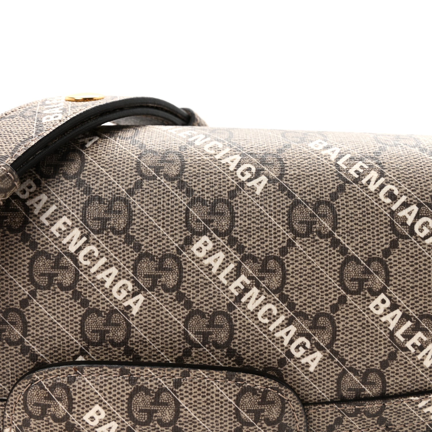 X BALENCIAGA GG Supreme Monogram Logo Print Horsebit 1955 Shoulder Bag Beige Ebony