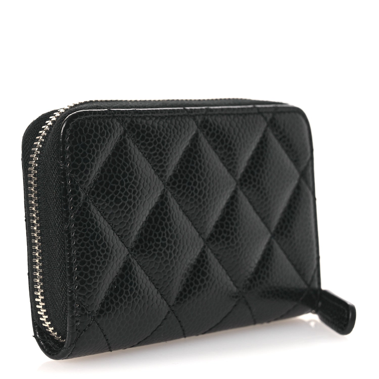 Caviar Quilted Zip Coin Purse Black