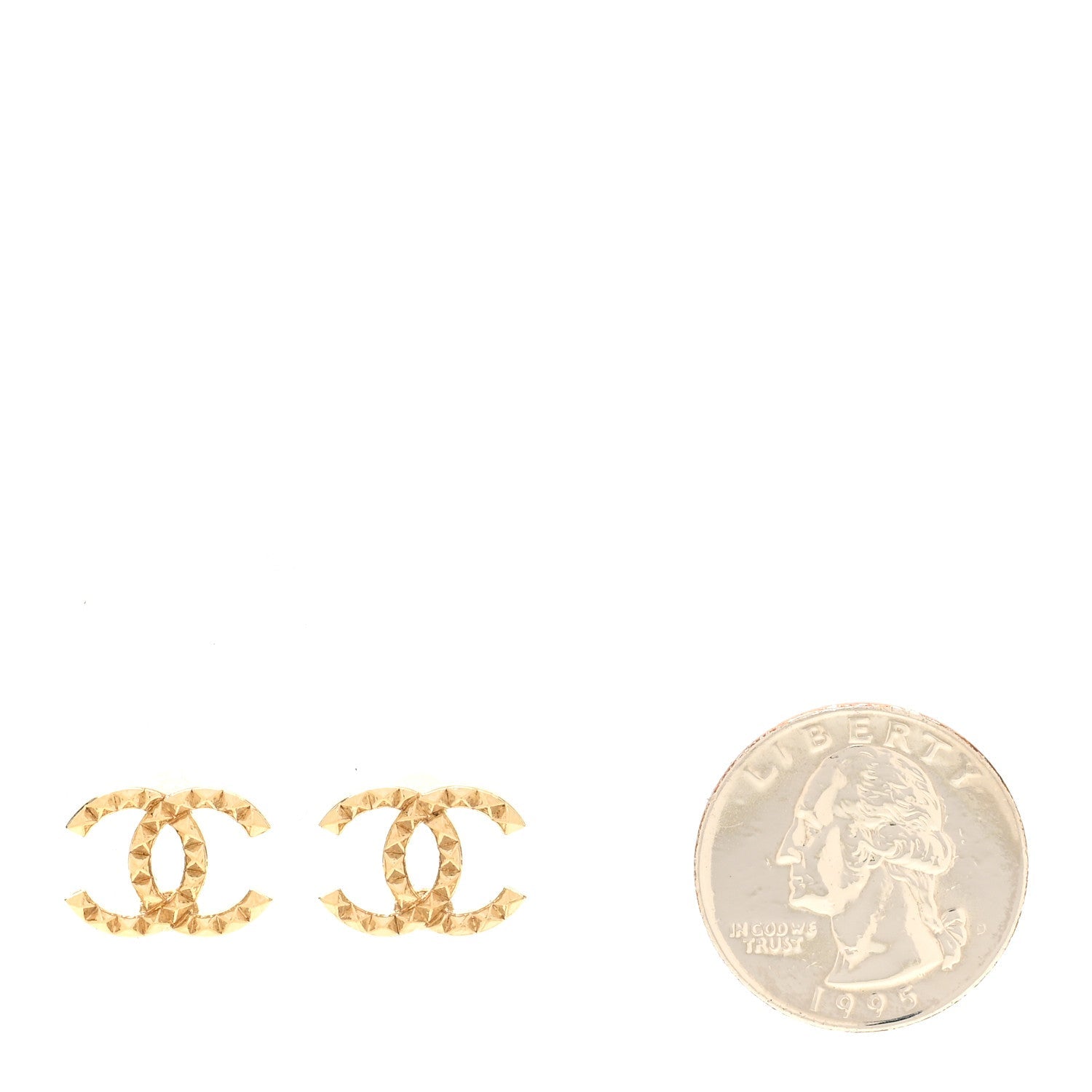 Studded CC Earrings Gold