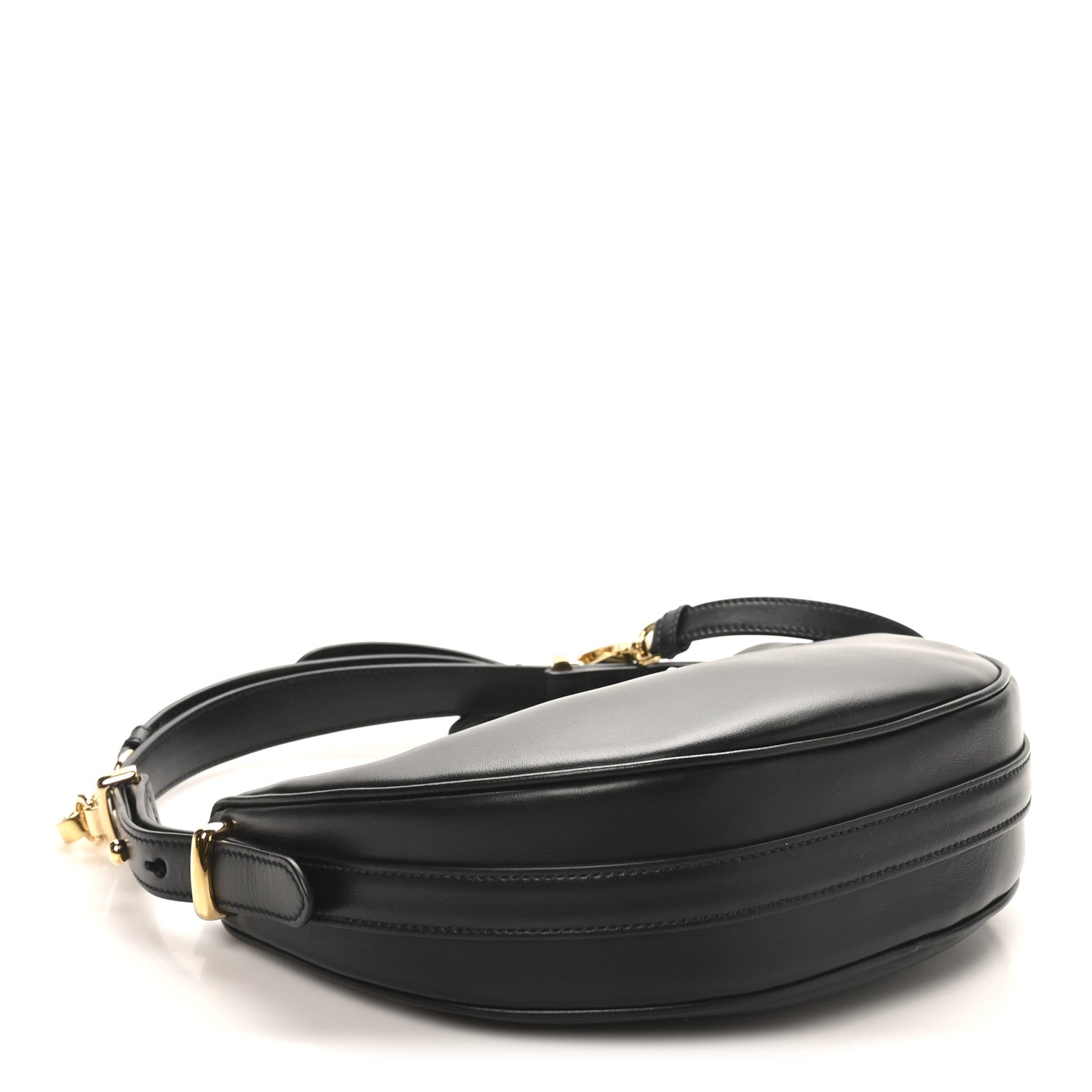 Soft Calfskin Arque Shoulder Bag Black