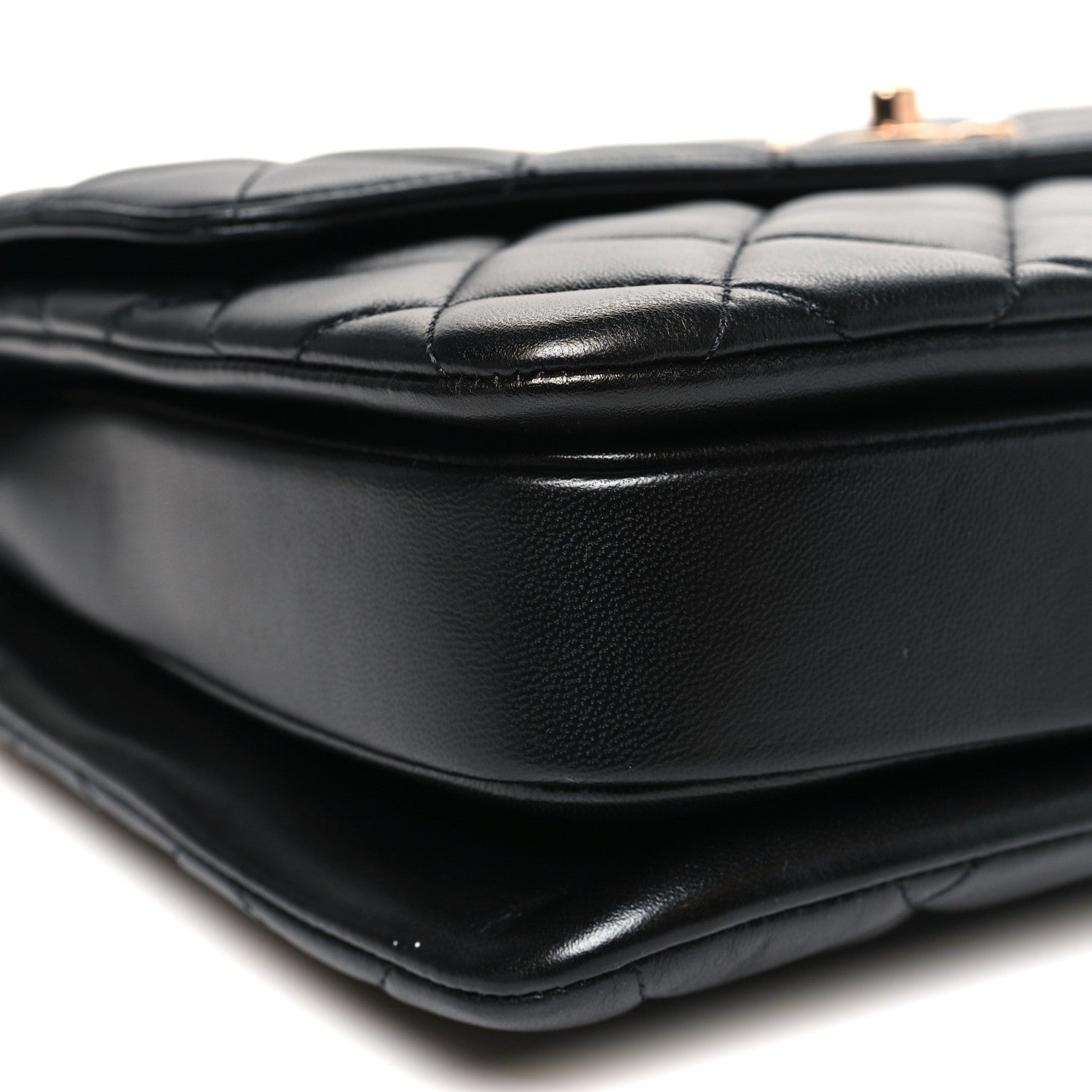 Lambskin Quilted Medium Trendy CC Flap Dual Handle Bag Black