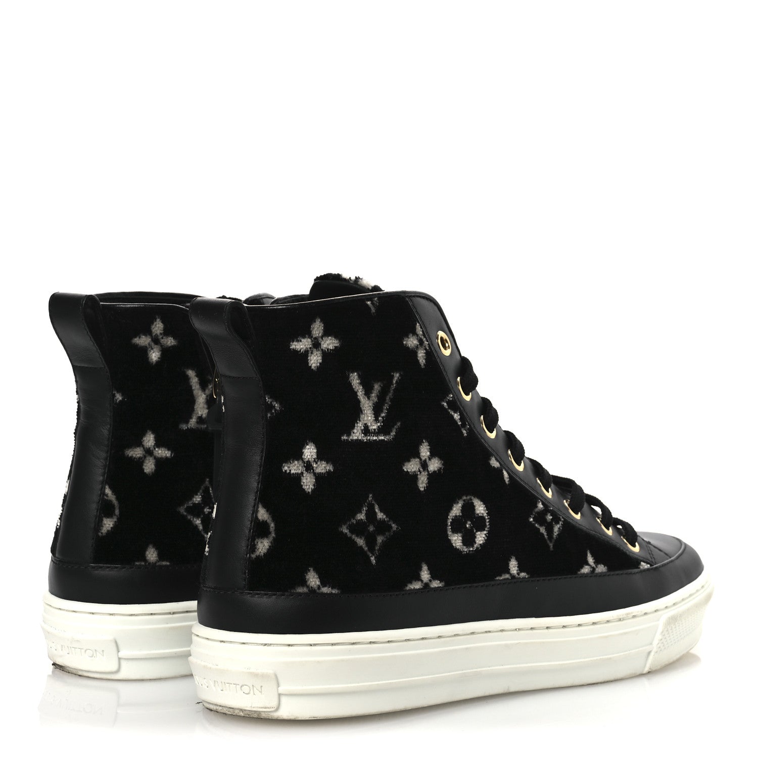 Velvet Monogram Stellar Sneakers 38.5 Black White