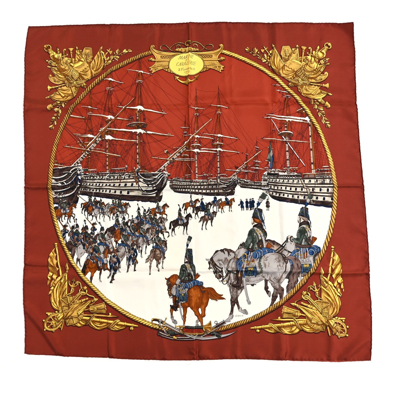 Silk Marine Et Cavalerie Scarf 90