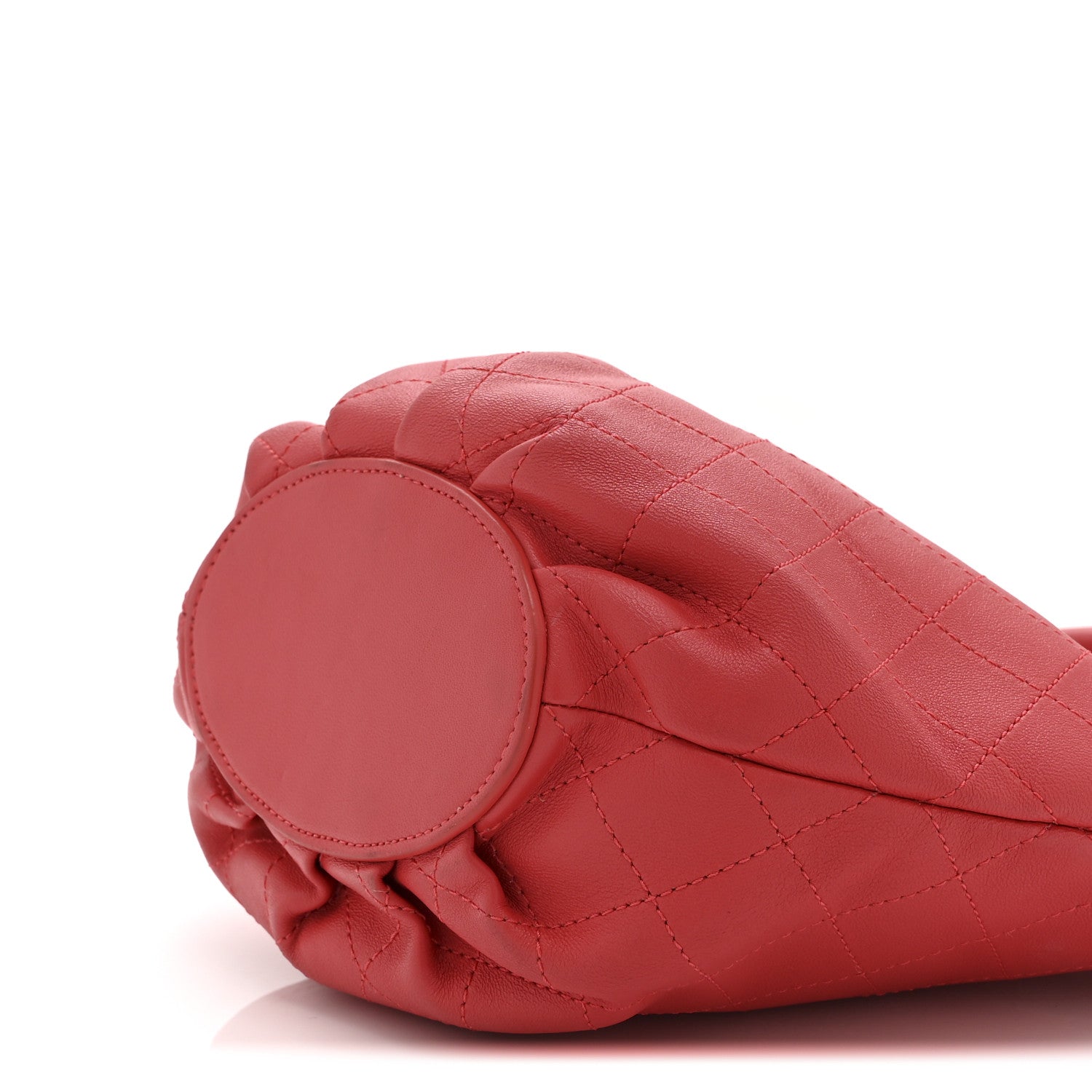 Calfskin Stitched Chain Bucket Bag Coral