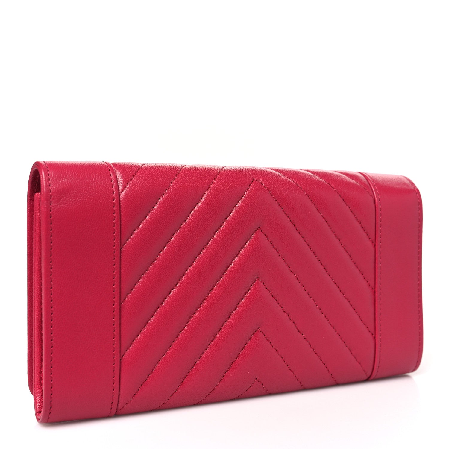 Sheepskin Chevron Quilted Mademoiselle Vintage Flap Wallet Pink