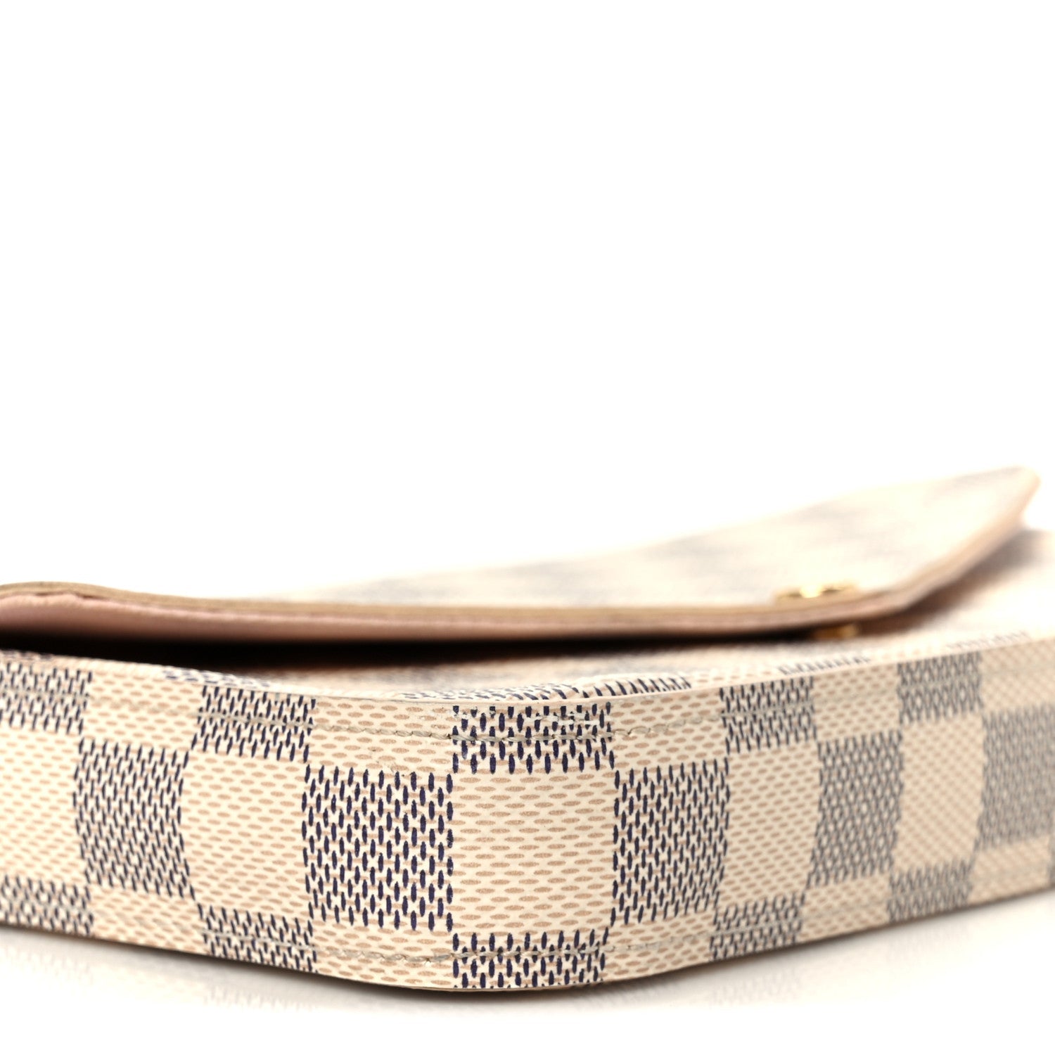 Damier Azur Pochette Felicie Chain Wallet Rose Ballerine