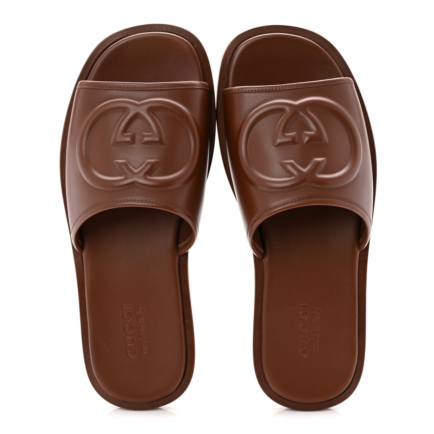 Nappa Samoa Interlocking G Mens Slide Sandals 9 Olivier Brown