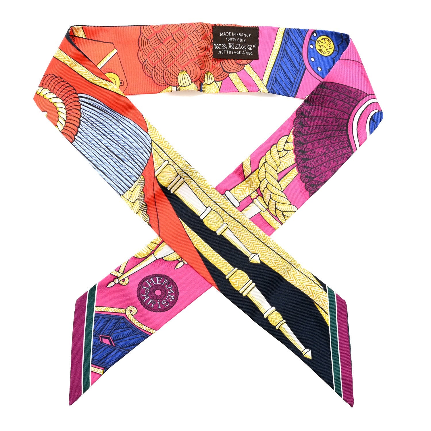 Silk Zouaves Et Dragons Twilly Rose Orange Multicolor